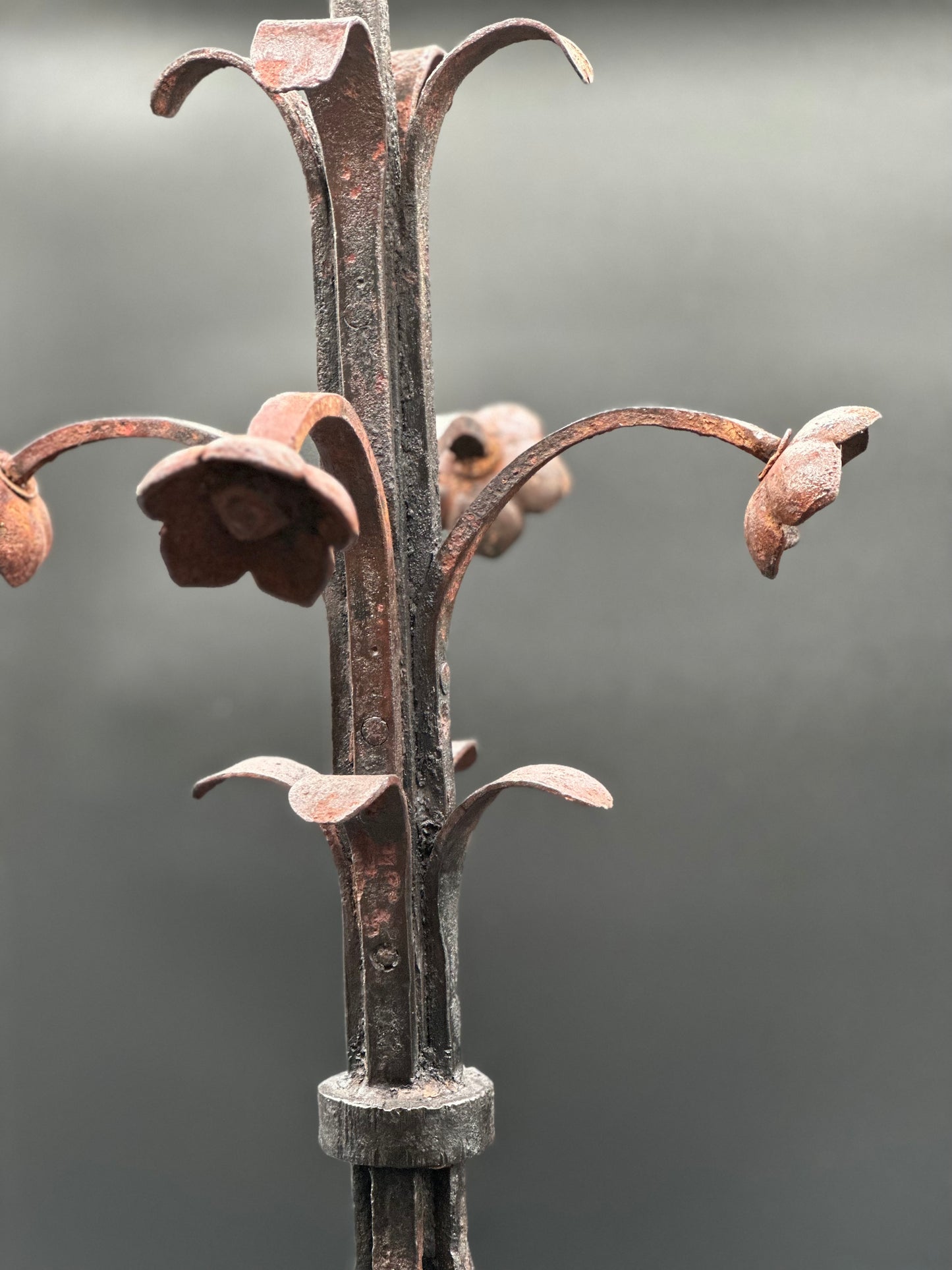 Iron Fragment Finial On Wooden Base