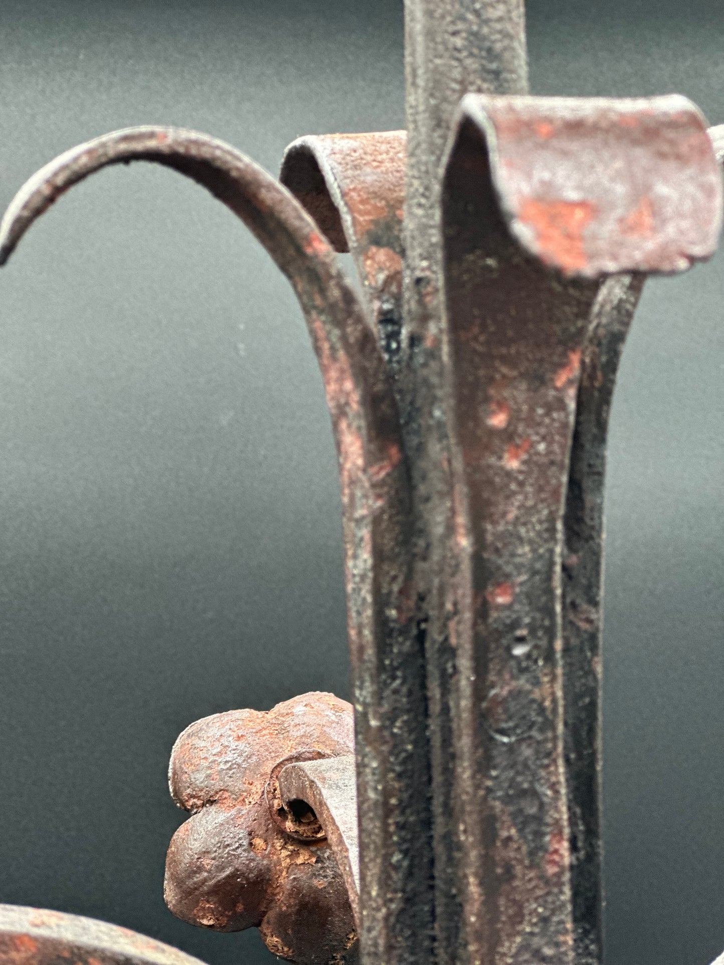 Iron Fragment Finial On Wooden Base