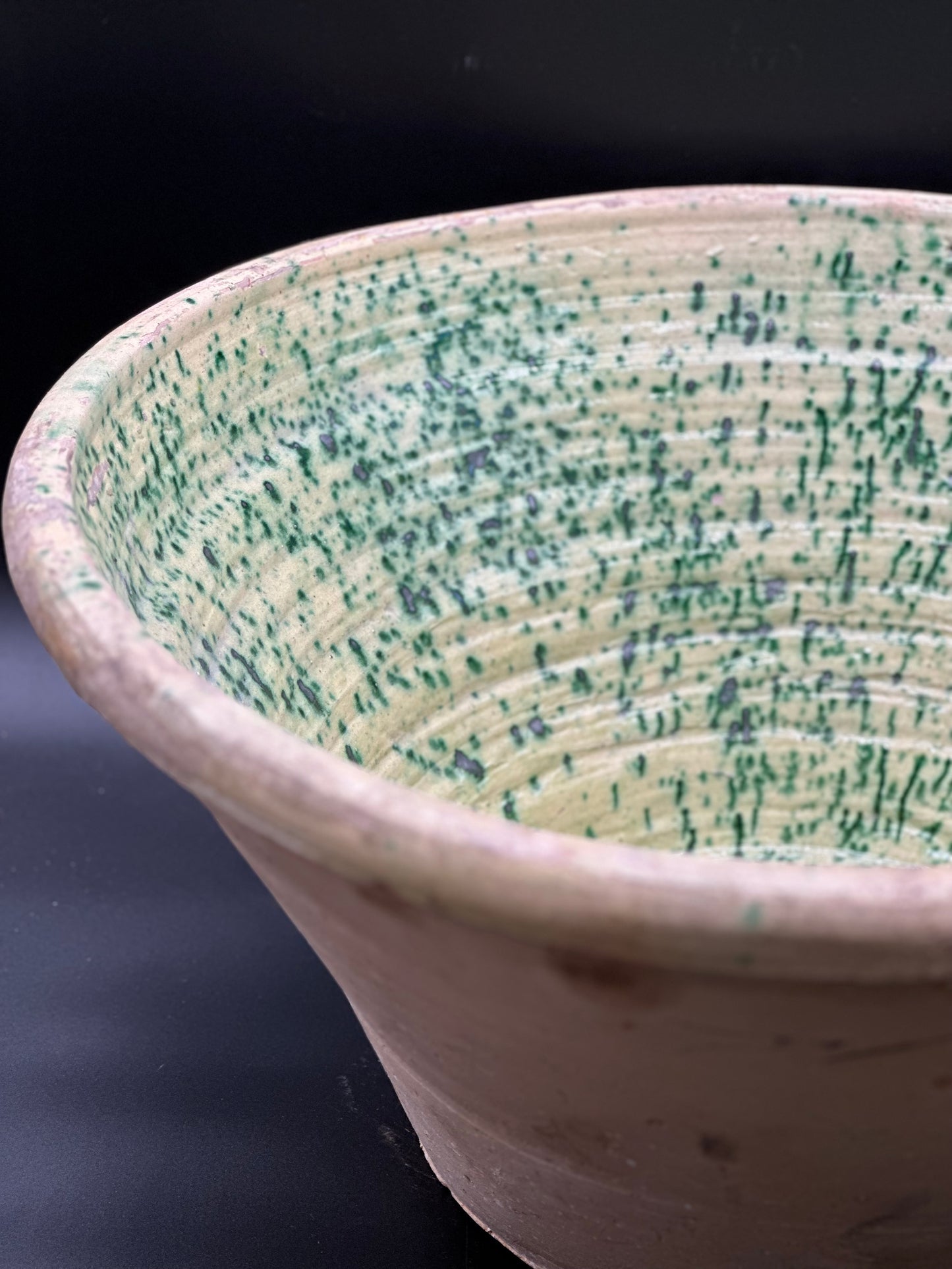 Provincial Spinach-Glaze Olive Bowl  - 19th Century
