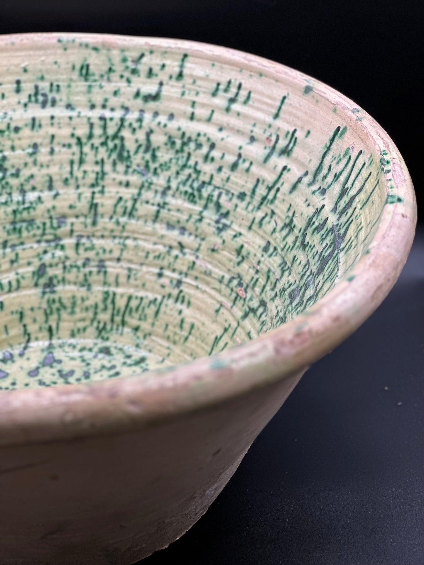 Provincial Spinach-Glaze  Large Olive Bowl  - 19th Century