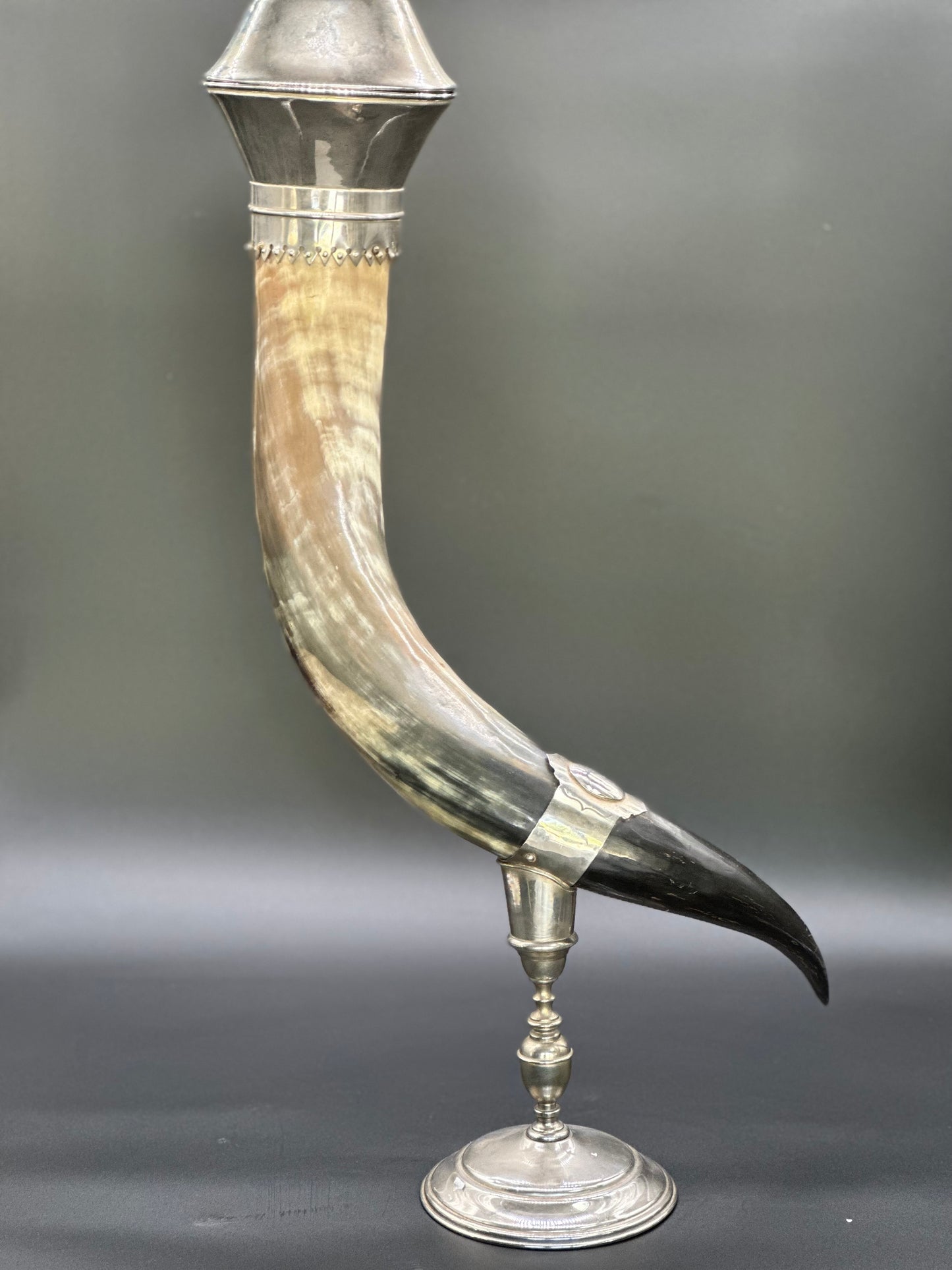 Silver Pedestal Horn Vase