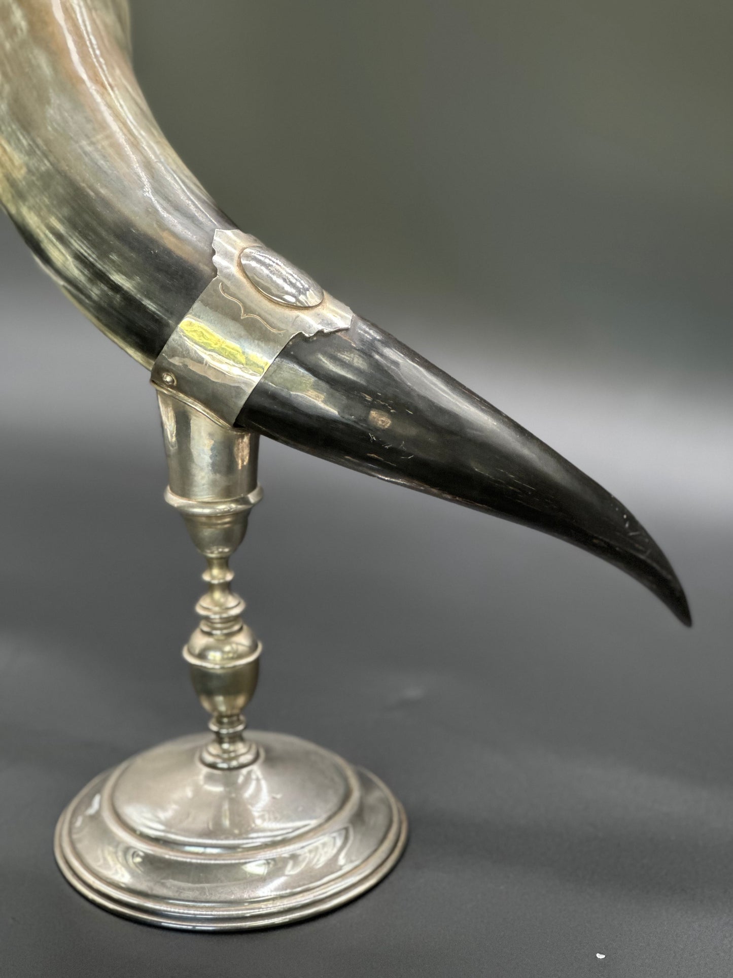 Silver Pedestal Horn Vase