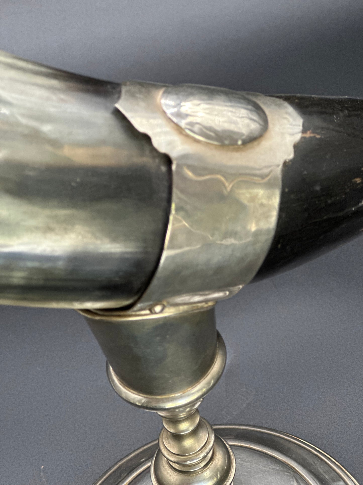 Silver Pedestal Horn Vase