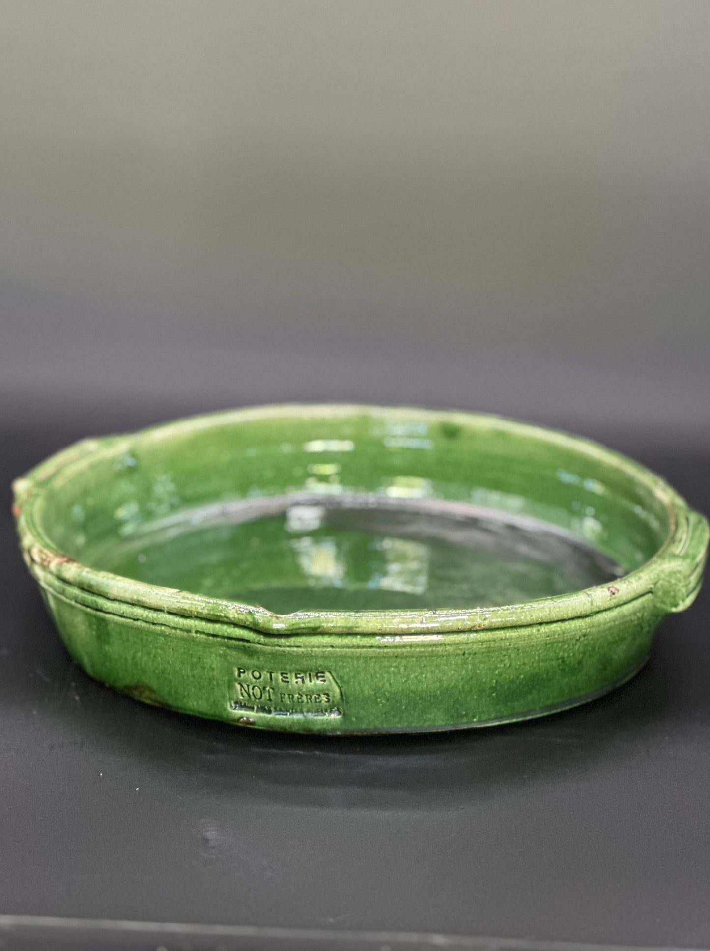French Pottery Green - Plat a Gratin Large