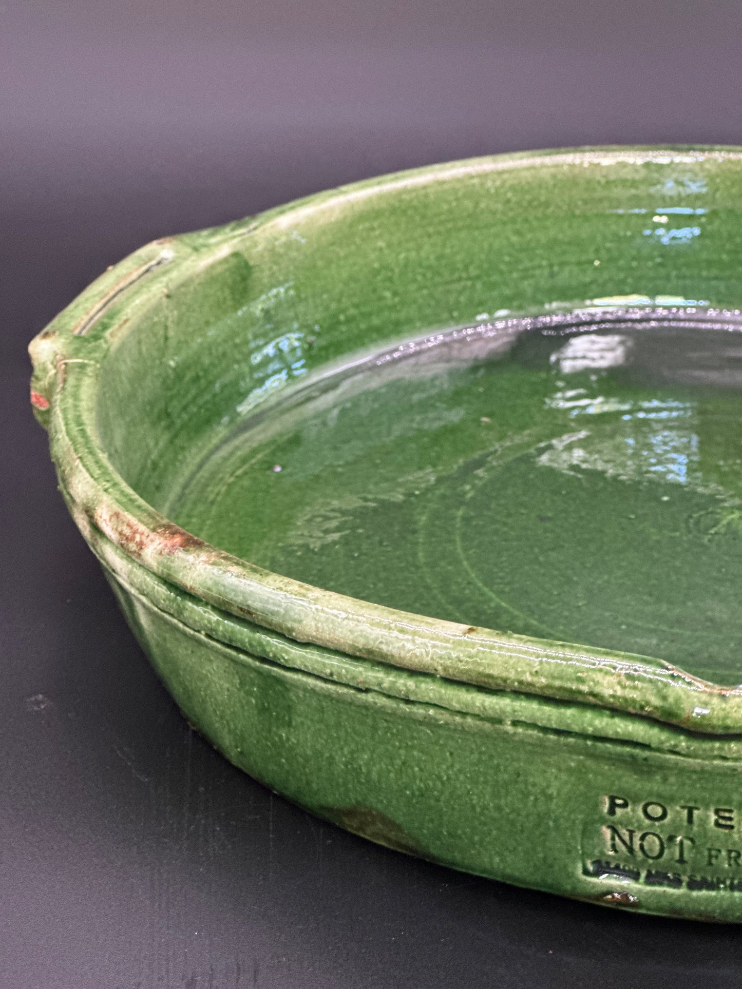 French Pottery Green - Plat a Gratin Large