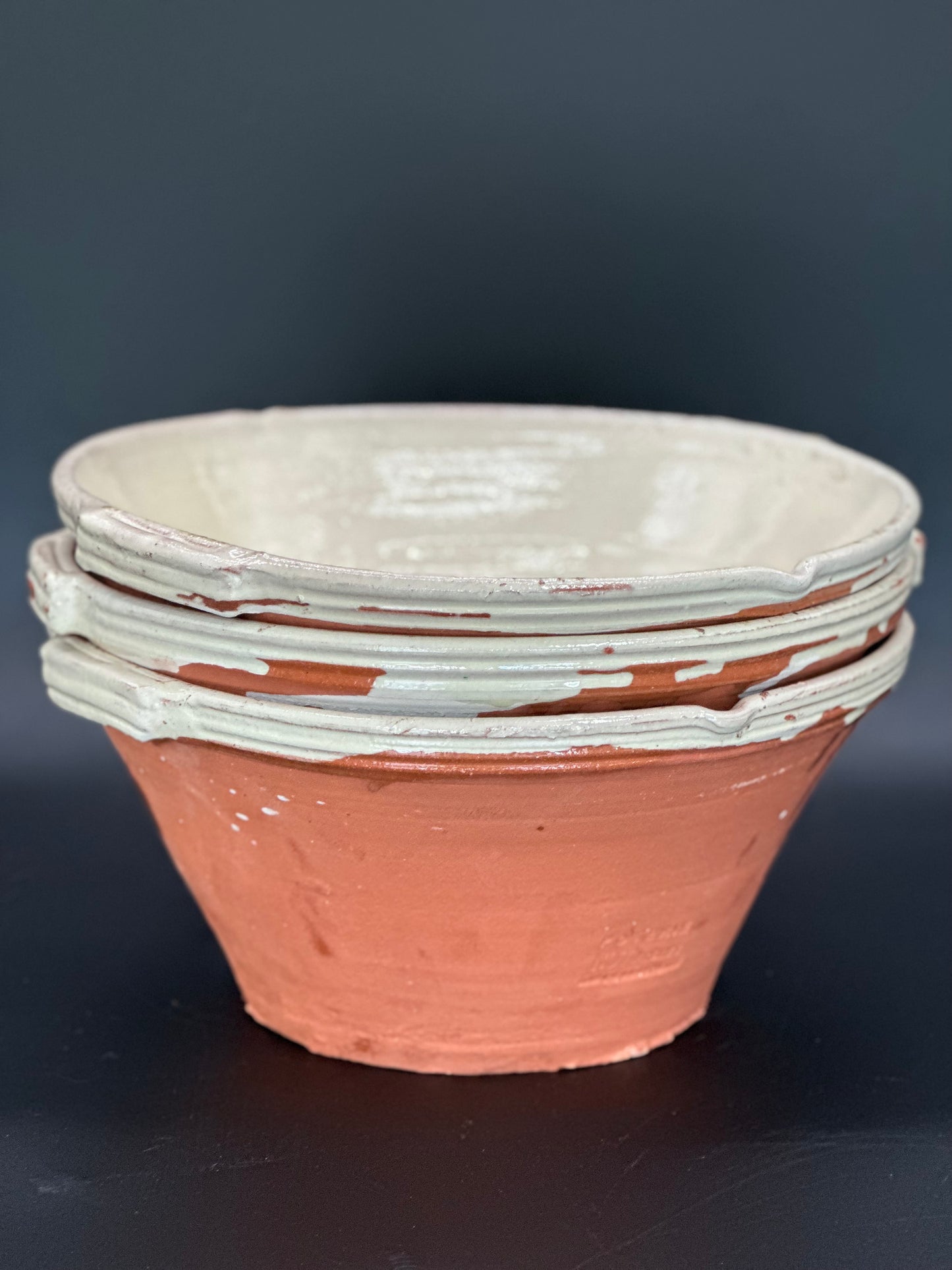 French Pottery  Cream - Cassole Bowl Large