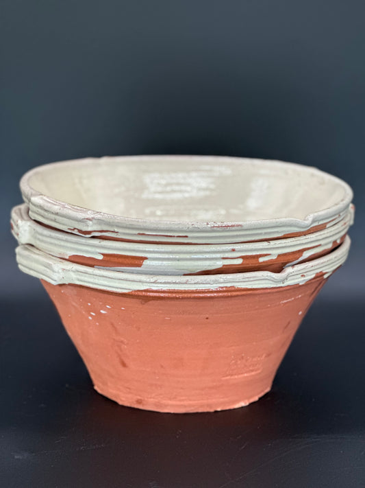 French Pottery  Cream - Cassole Bowl Large