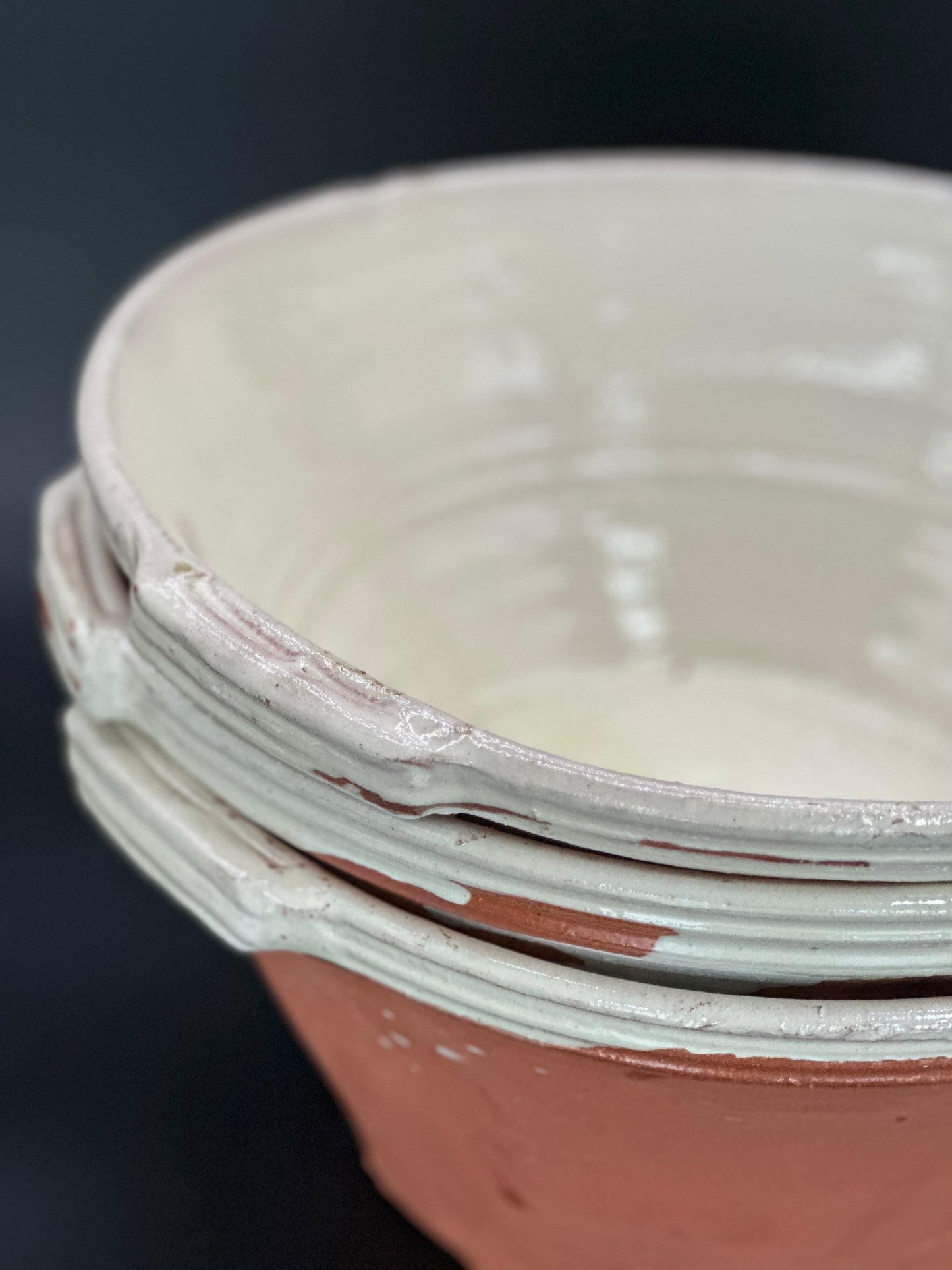 French Pottery  Cream - Cassole Bowl Large