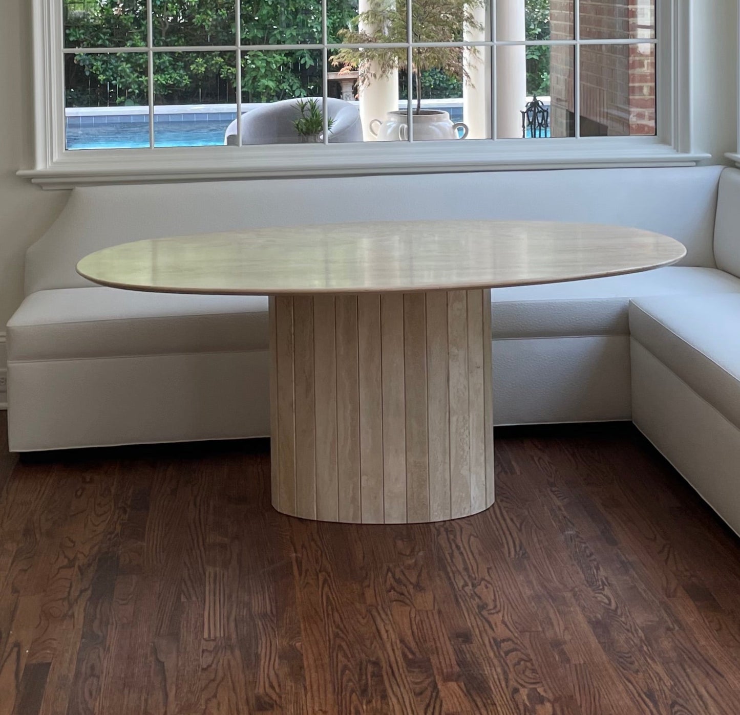 Travertine Oval Dining Table