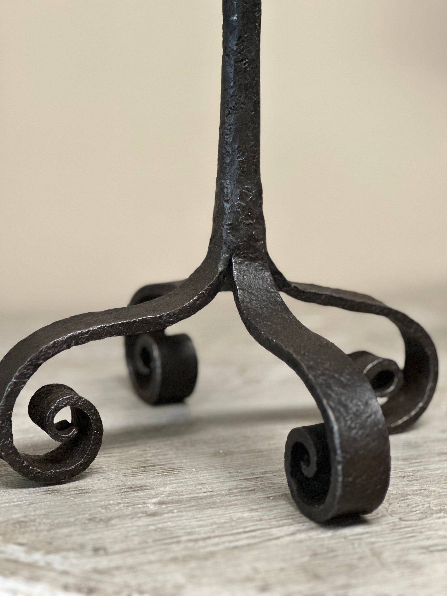 Wrought Iron Candlestick With Cross