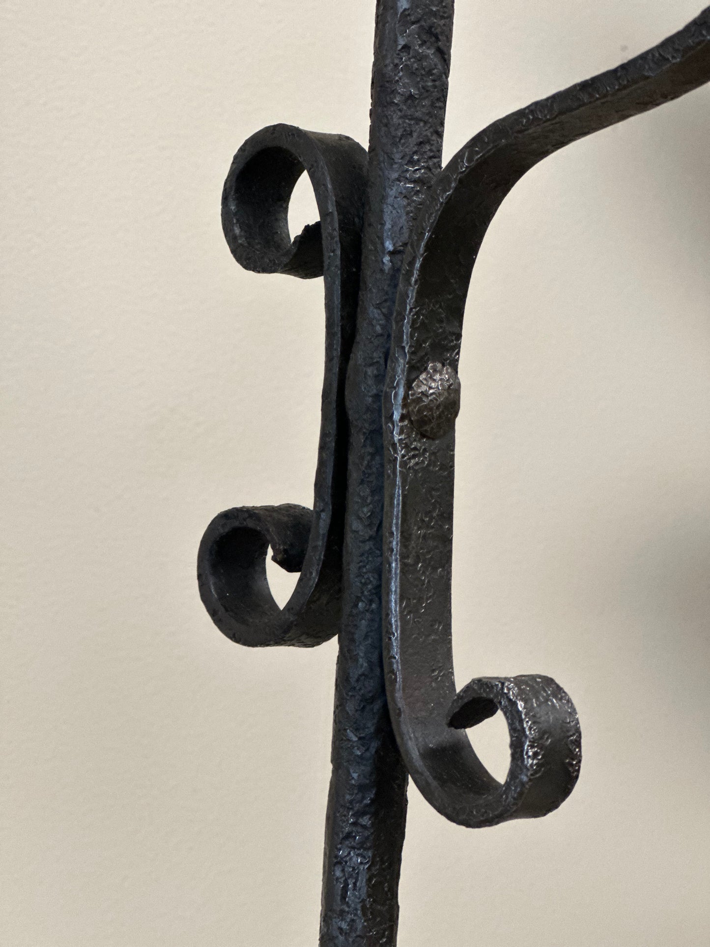 Wrought Iron Candlestick With Cross