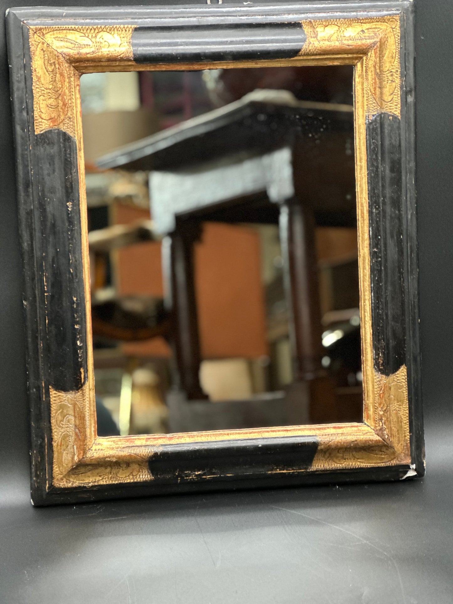 Italian Black and Gold Gilt Mirror  c1800