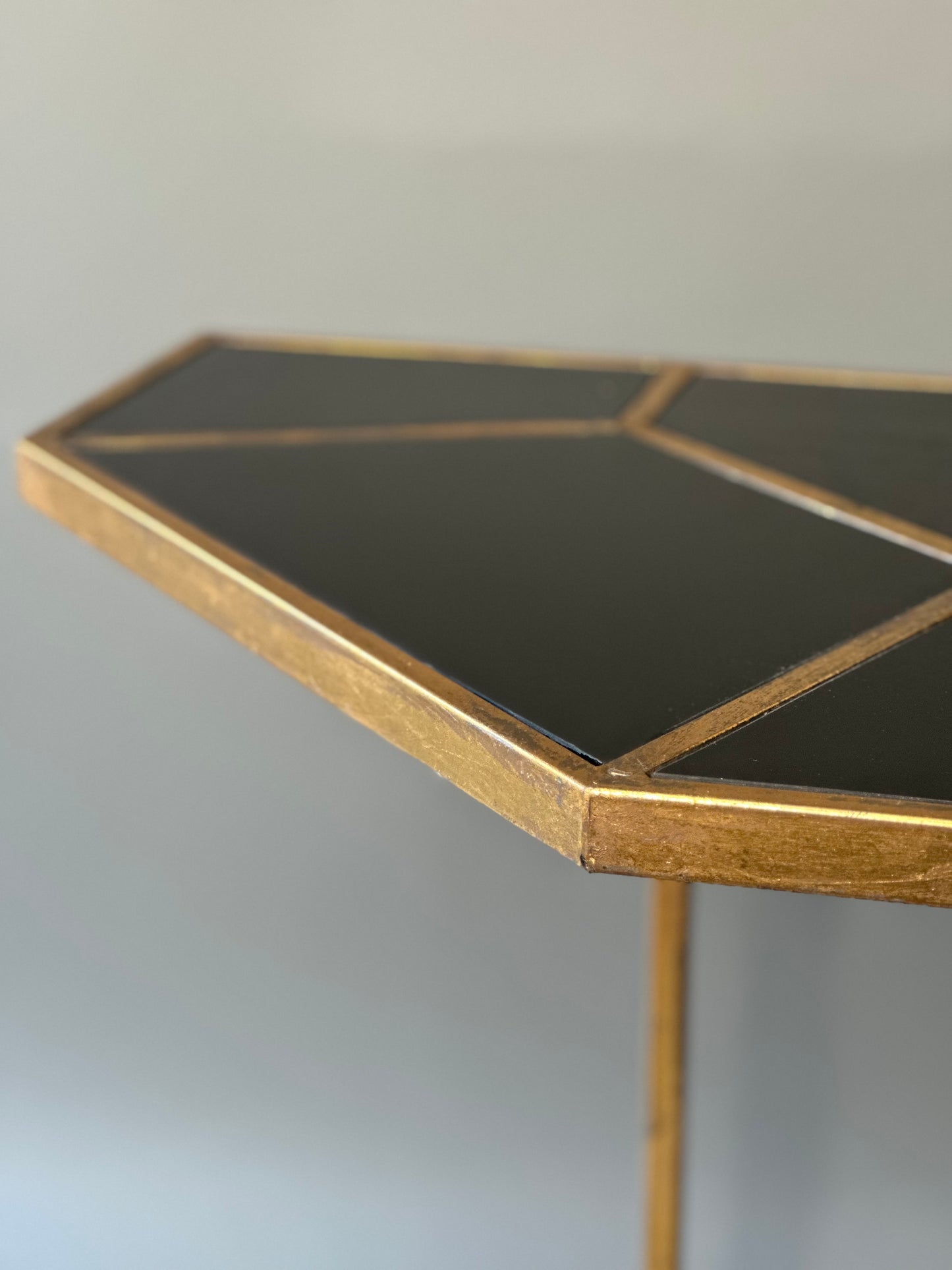 Black and Brass Multi-Piece Dining Table - French Midcentury