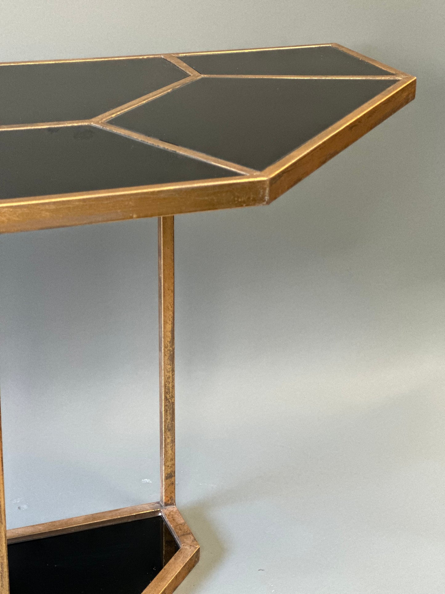 Black and Brass Multi-Piece Dining Table - French Midcentury