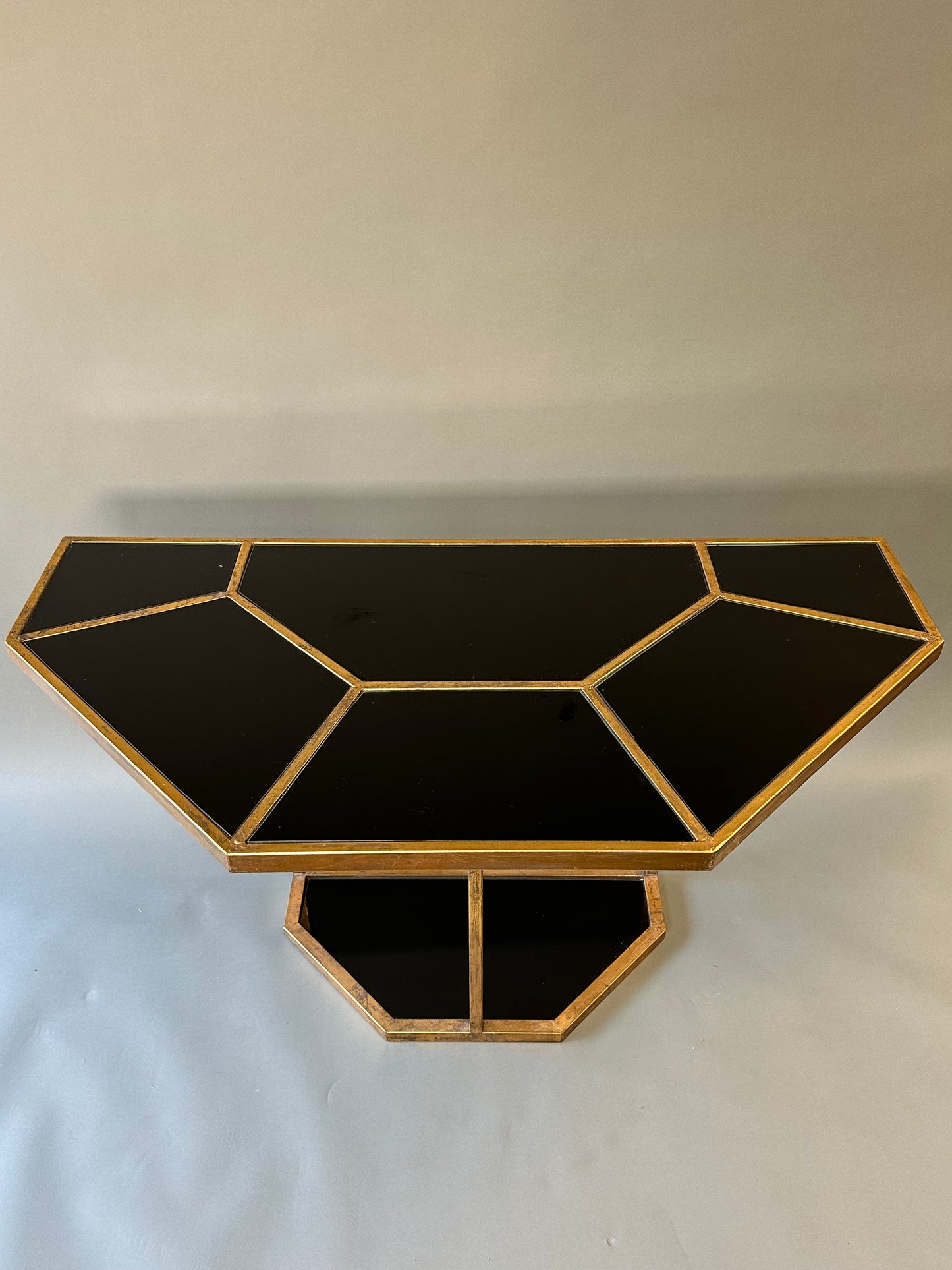 Black and Brass Multi-Piece Dining Table - French Midcentury