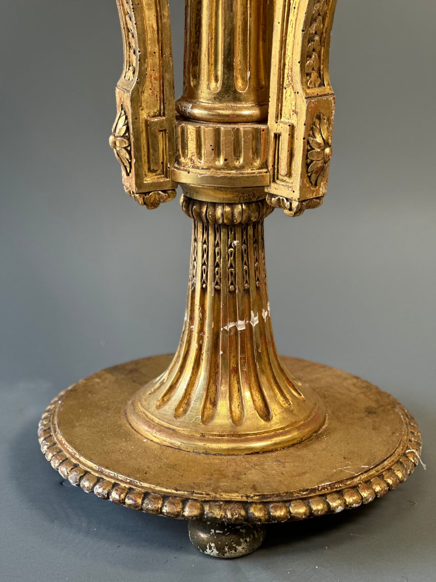 Wooden Carved Cocktail Table With Marble Top