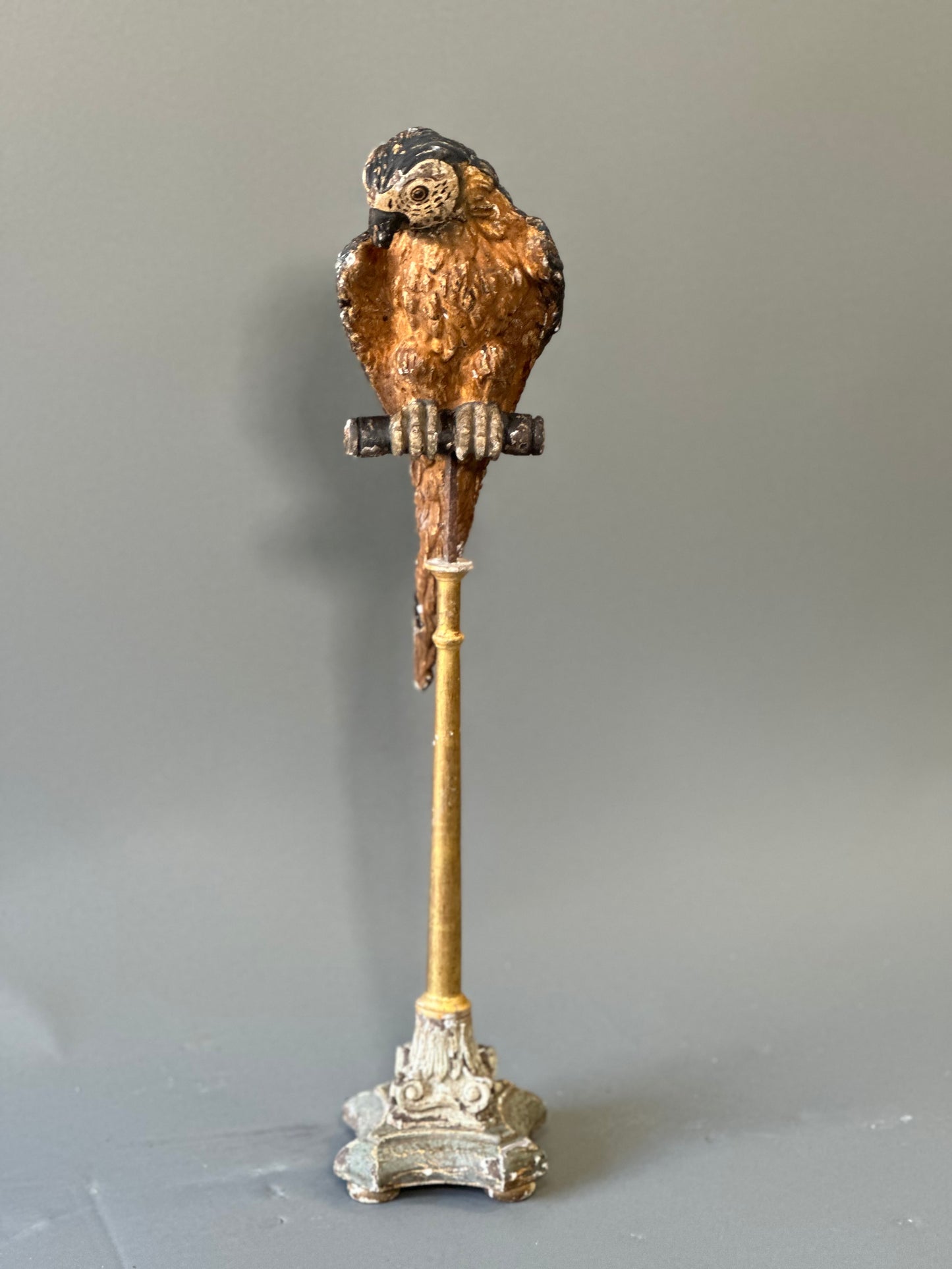 Italian Carved Parrot on Green Stand
