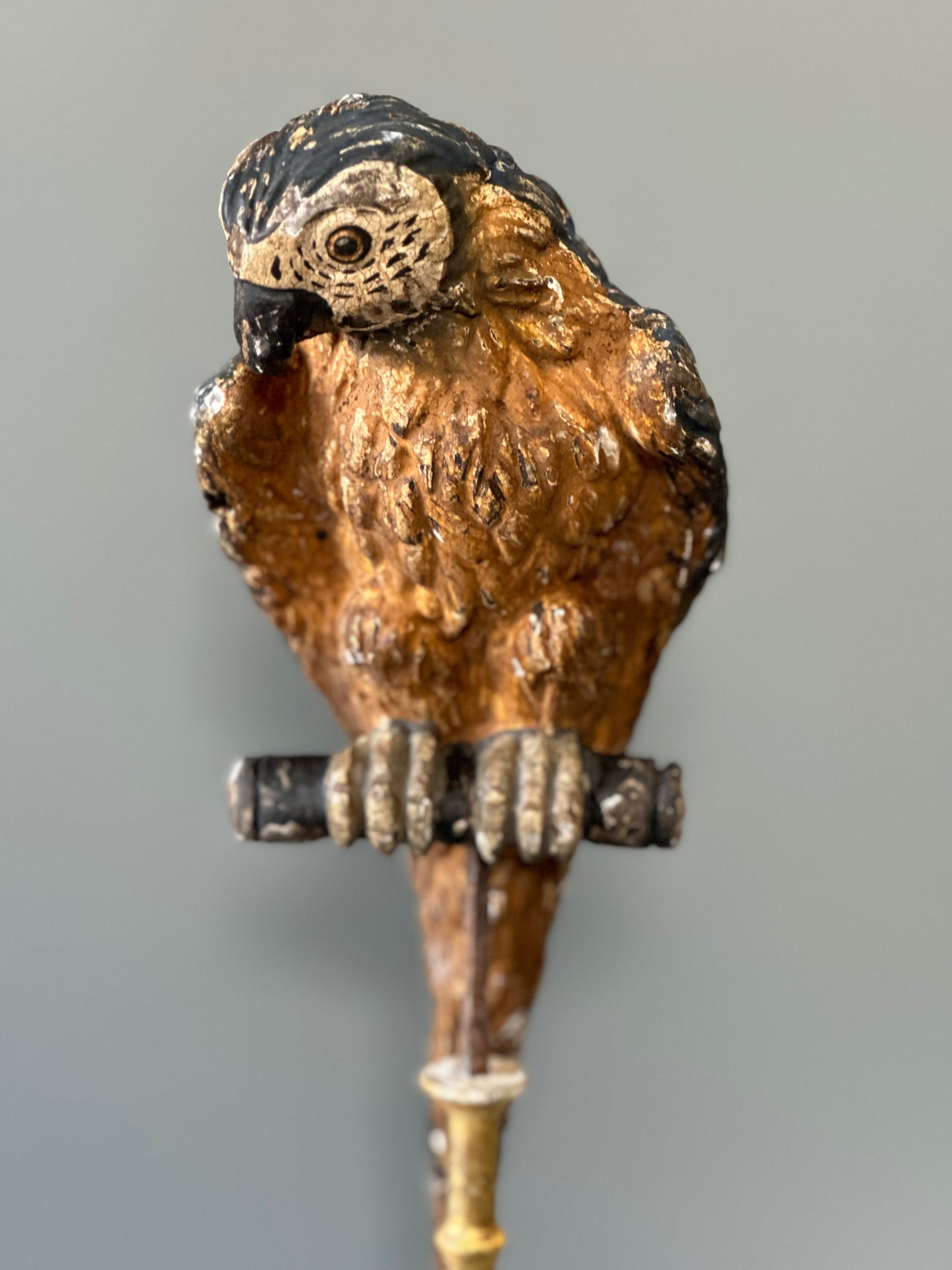 Italian Carved Parrot on Green Stand