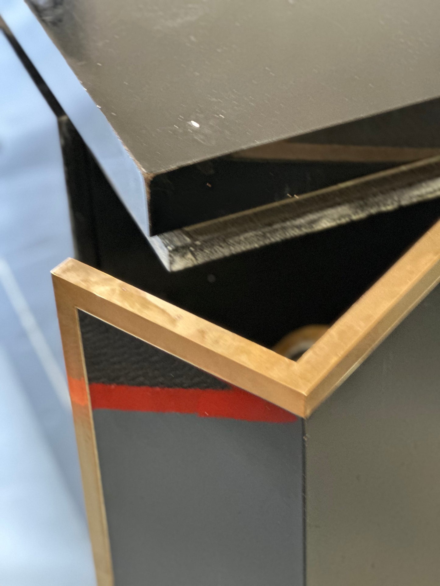 SOLD **Jean Claude Mahey Black Lacquered Console - Midcentury