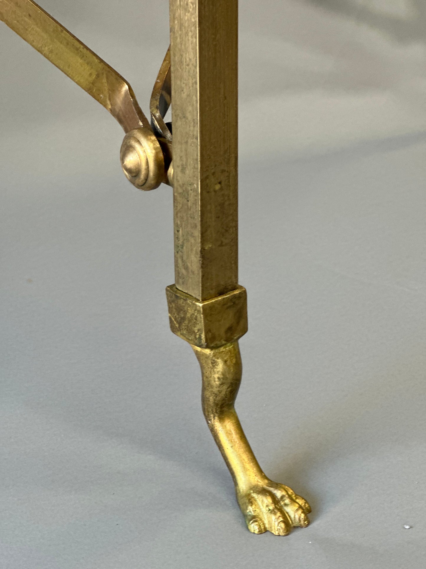 Spanish Marble and Brass Lion Demi-Lune Console Table