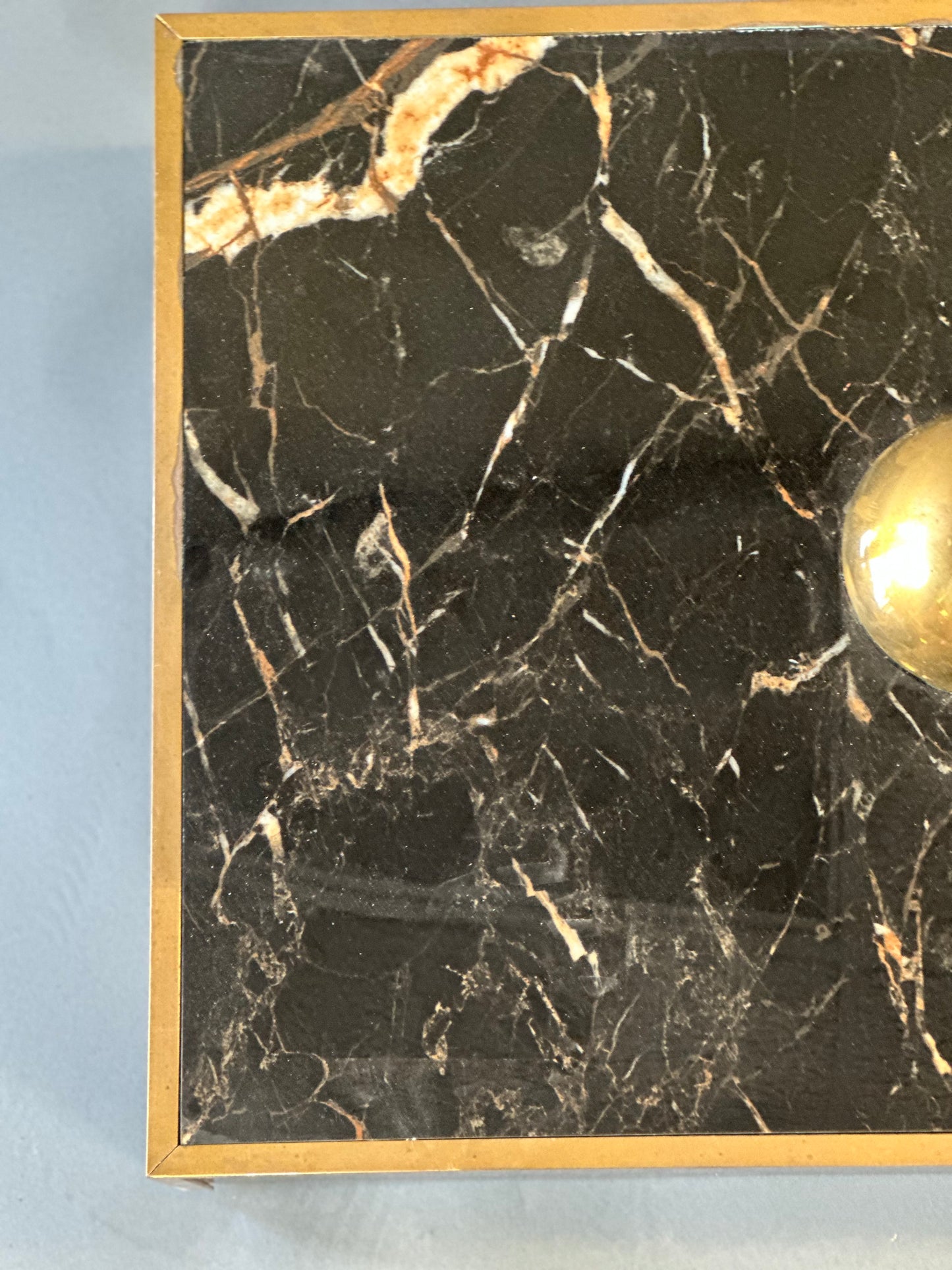 Midcentury Brass And Marble Standing Mirror - Paris