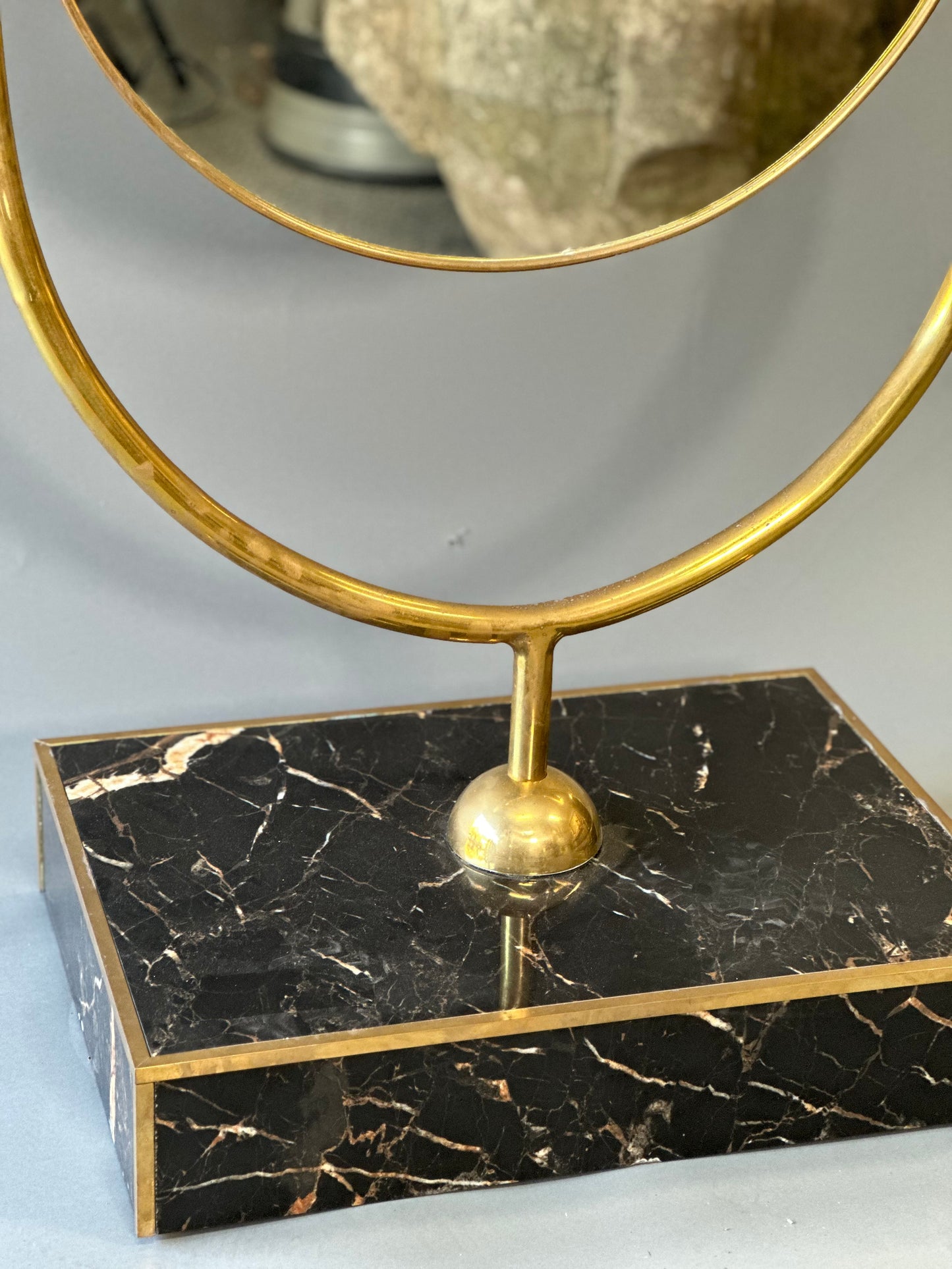 Midcentury Brass And Marble Standing Mirror - Paris