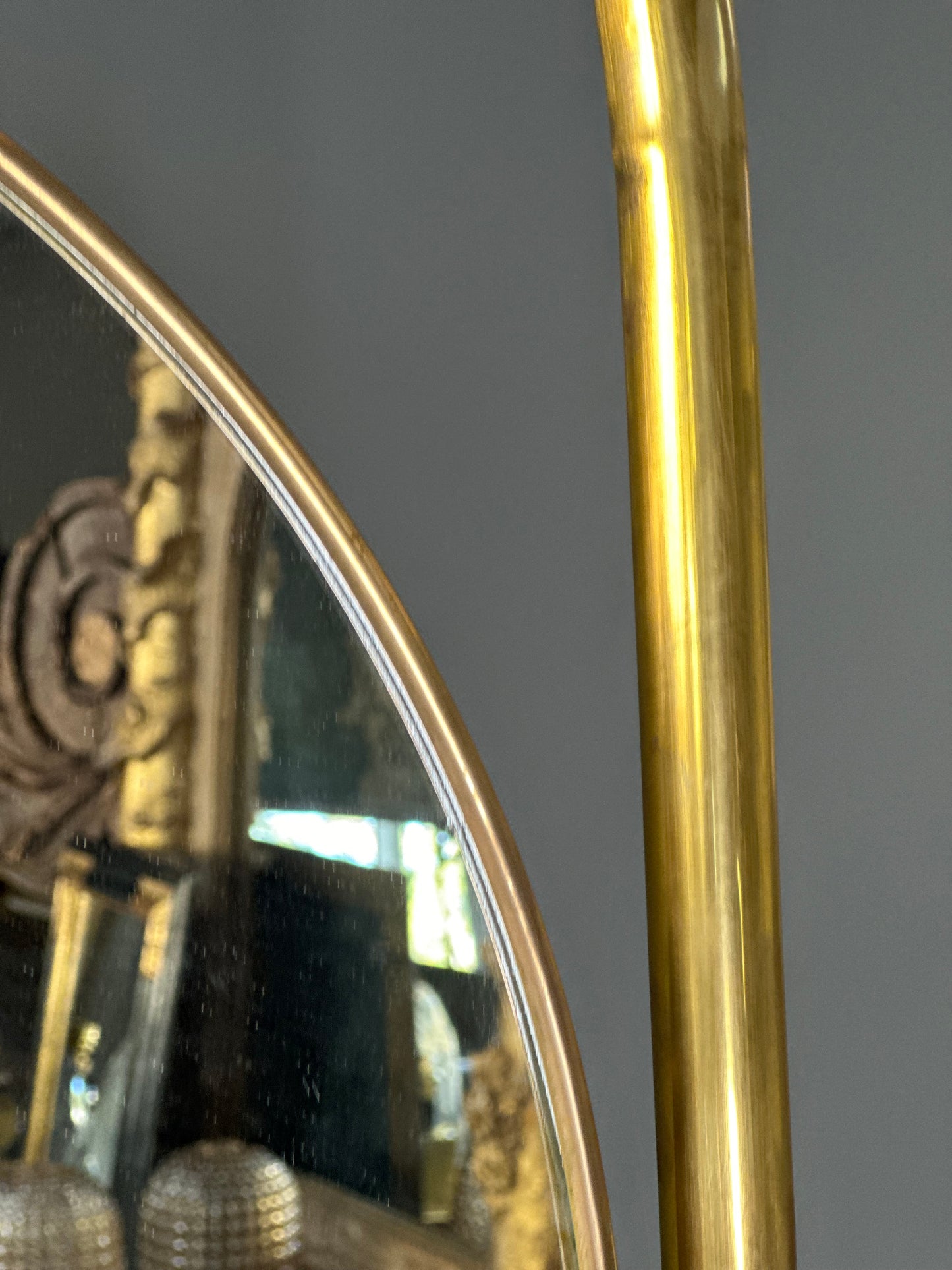 Midcentury Brass And Marble Standing Mirror - Paris