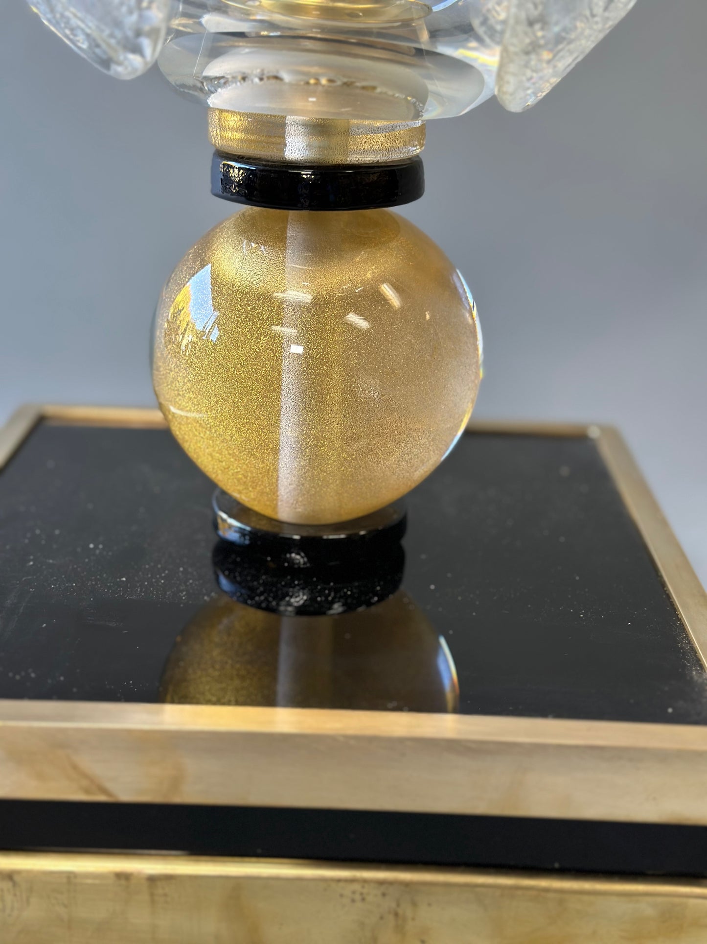 Murano Glass Lamp - Clear Glass With Black Base