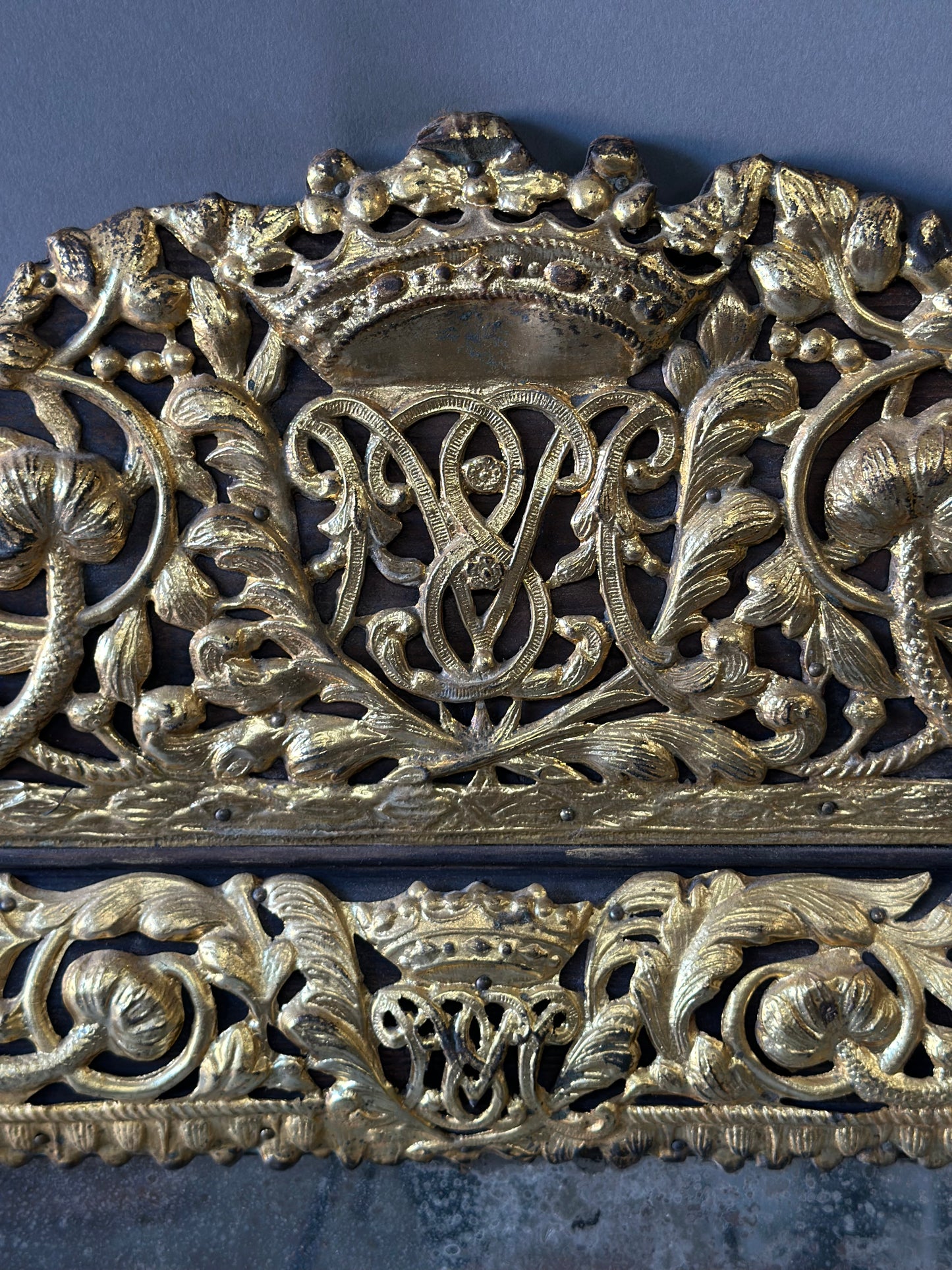 Gold Metal and Wood Mirror
