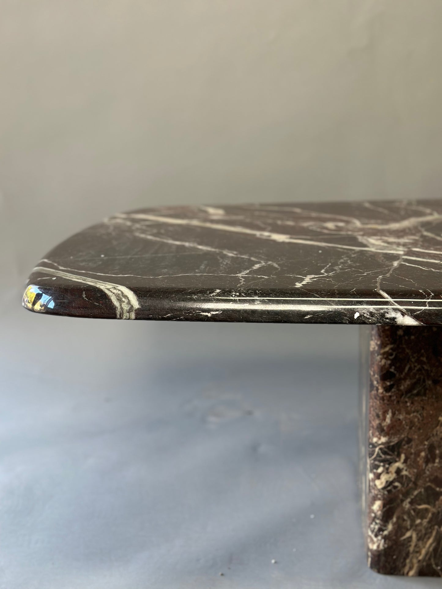 SOLD** Espresso Brown Italian Marble Coffee Table - Midcentury