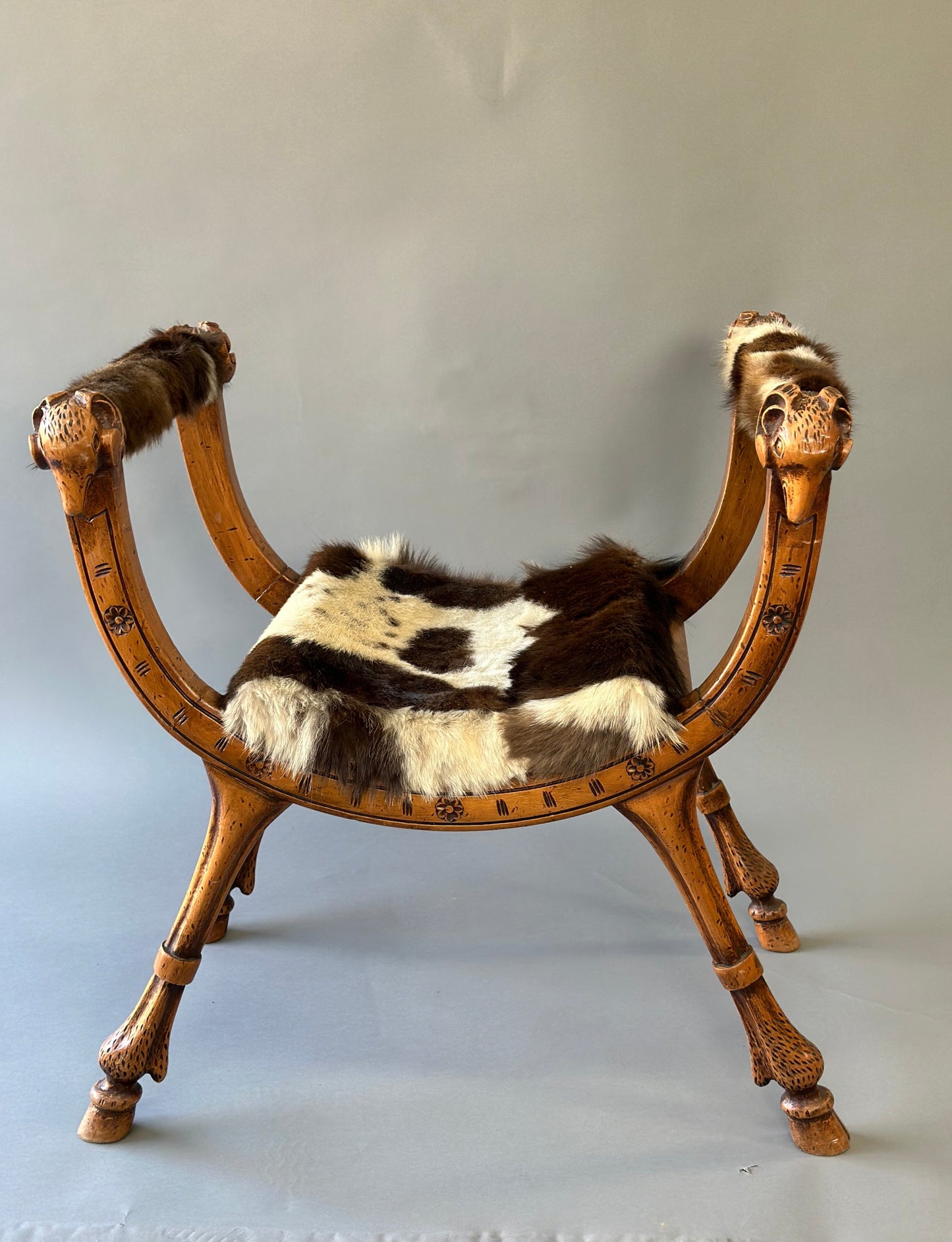 SOLD **Mahogany Stool with Ram Arms - Paris c1840