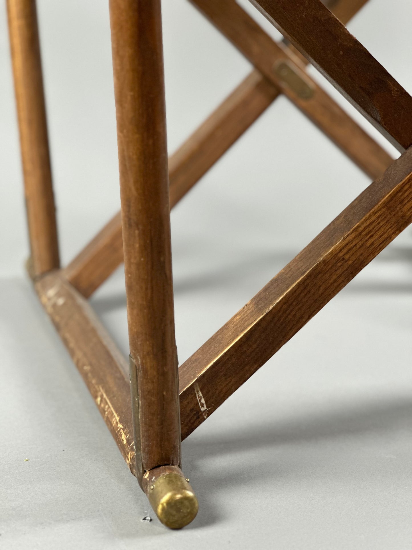 French Folding Leather Chair With Brass Accents c1860