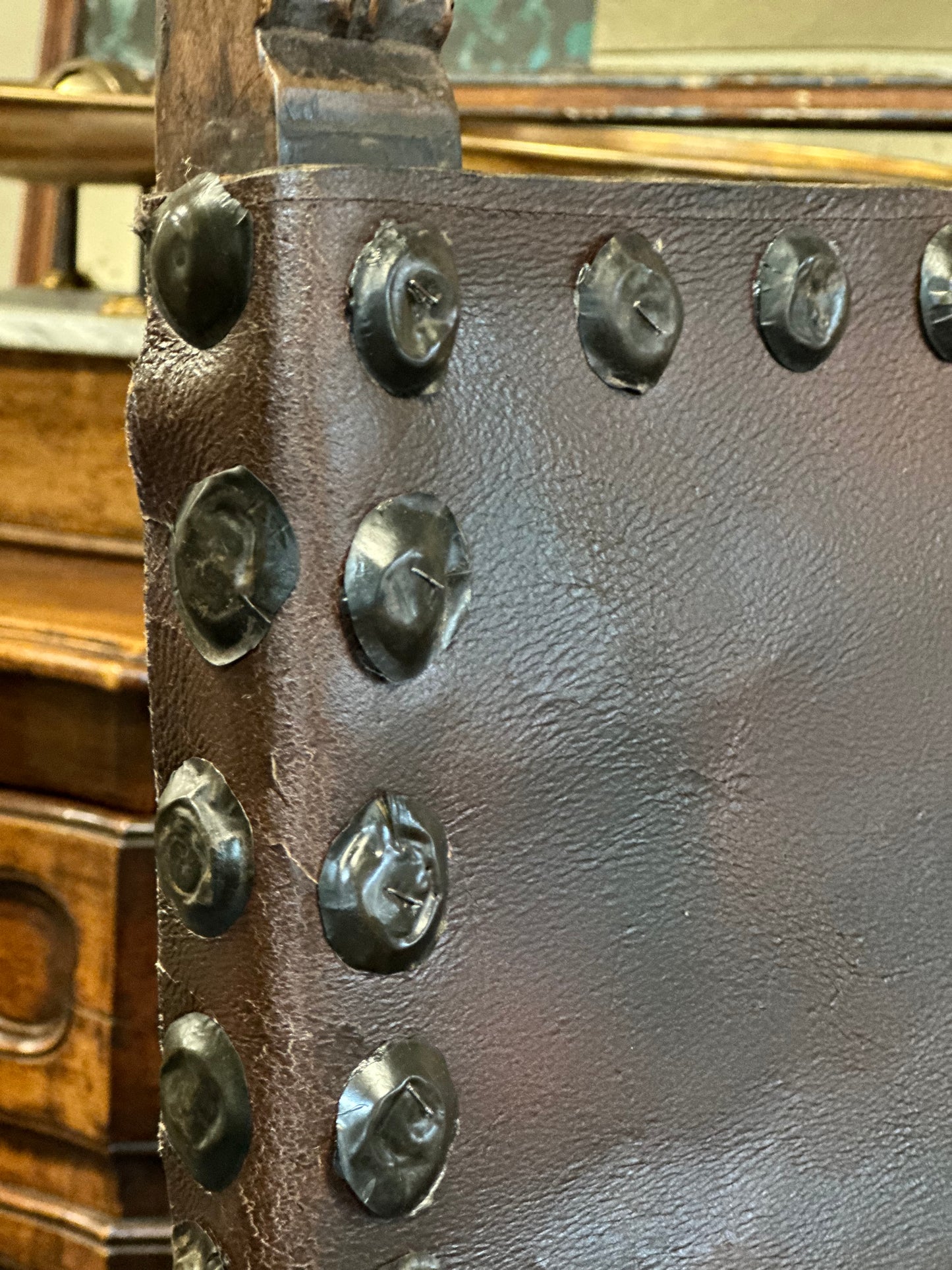 Italian Leather Chair with Fringe - 18th Century