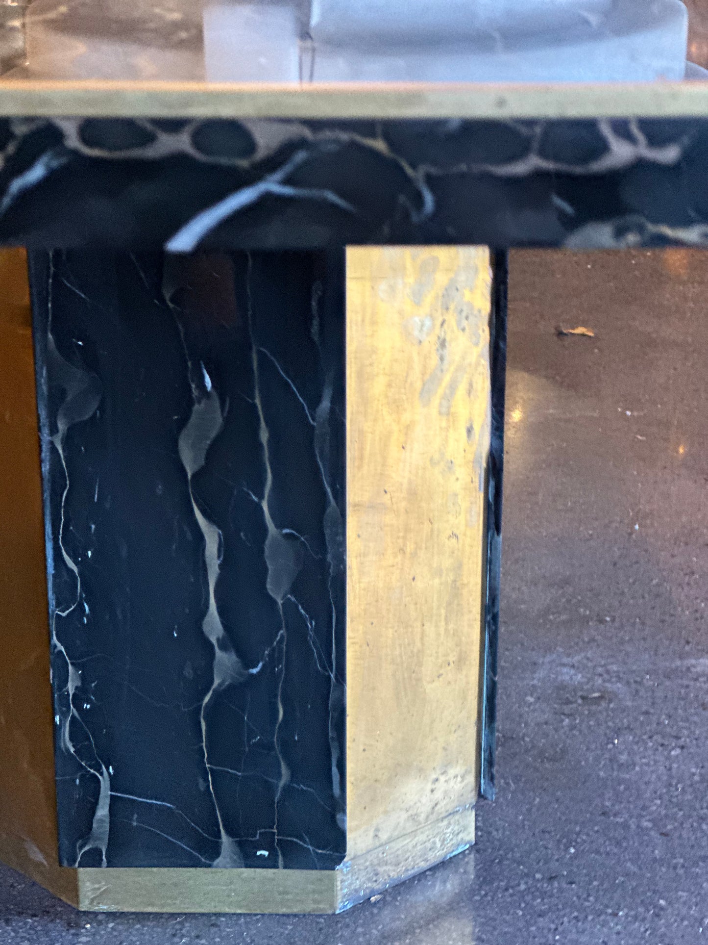 Marble Dining Table With Brass Accents - Midcentury