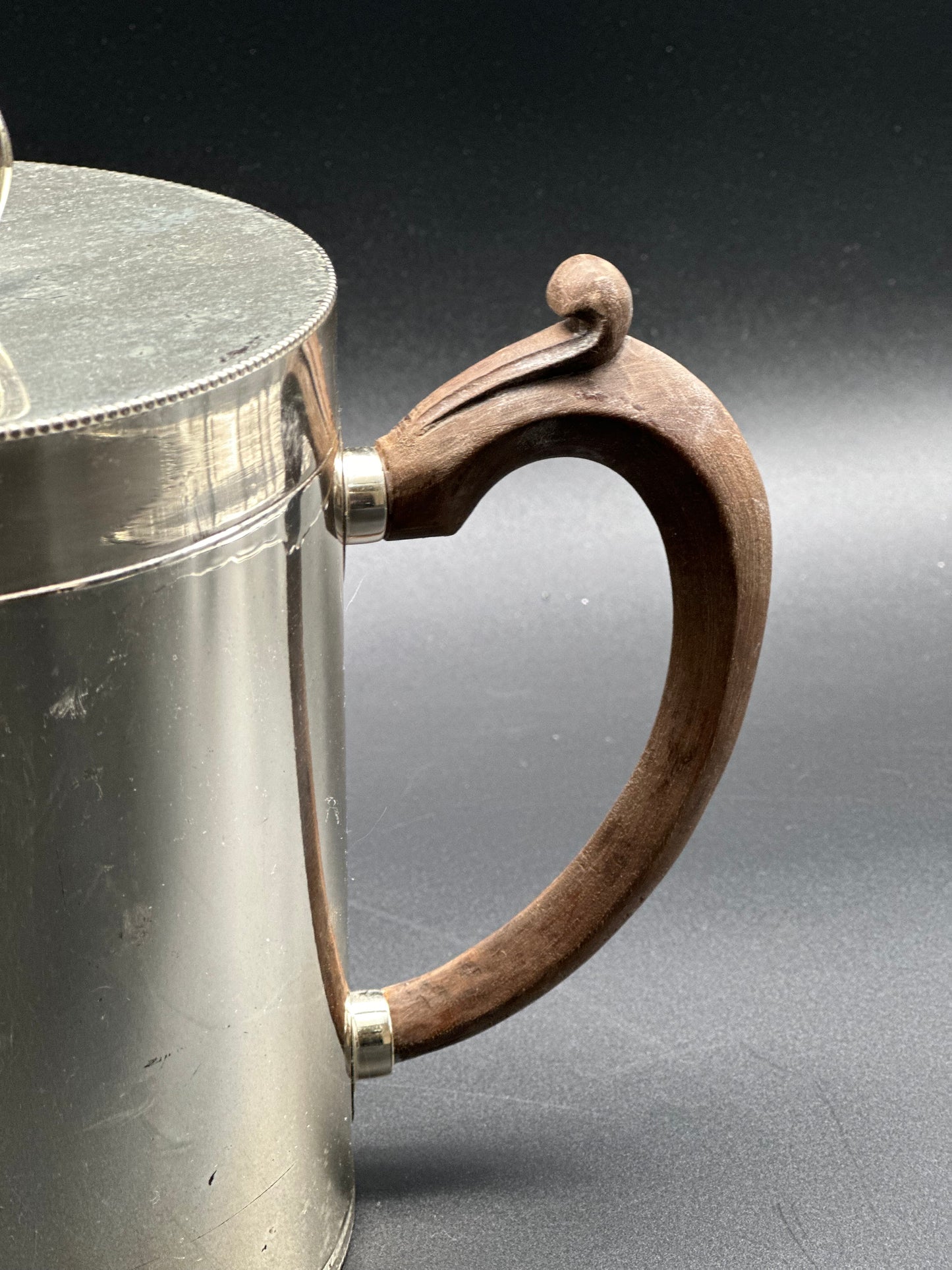 French Silver Plate Ice Bucket With Wooden Handle - Midcentury