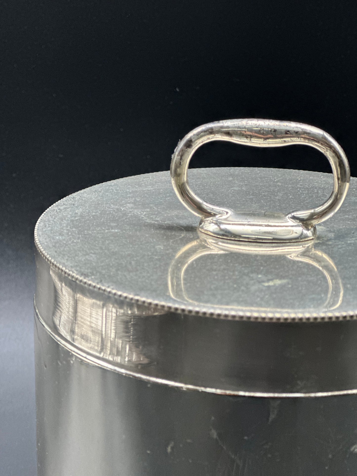 French Silver Plate Ice Bucket With Wooden Handle - Midcentury