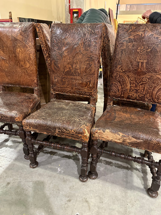 Italian Tooled Leather Chair