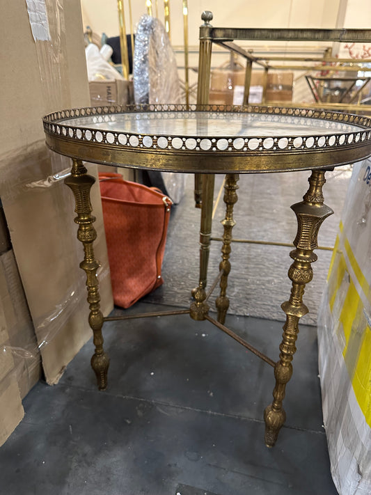 Marble and Brass Side Table - Barcelona Midcentury
