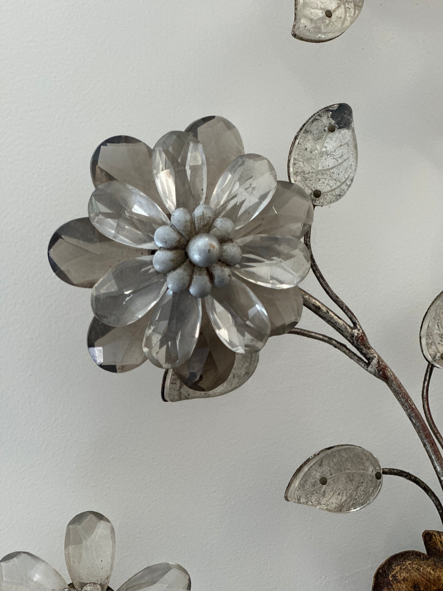 French Bagues Crystal & Brass Sconces c1880