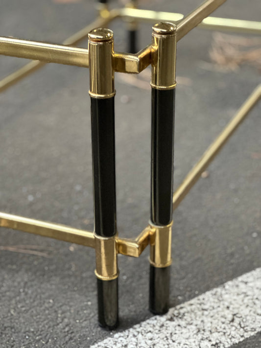 French Midcentury Coffee Table Black and Brass
