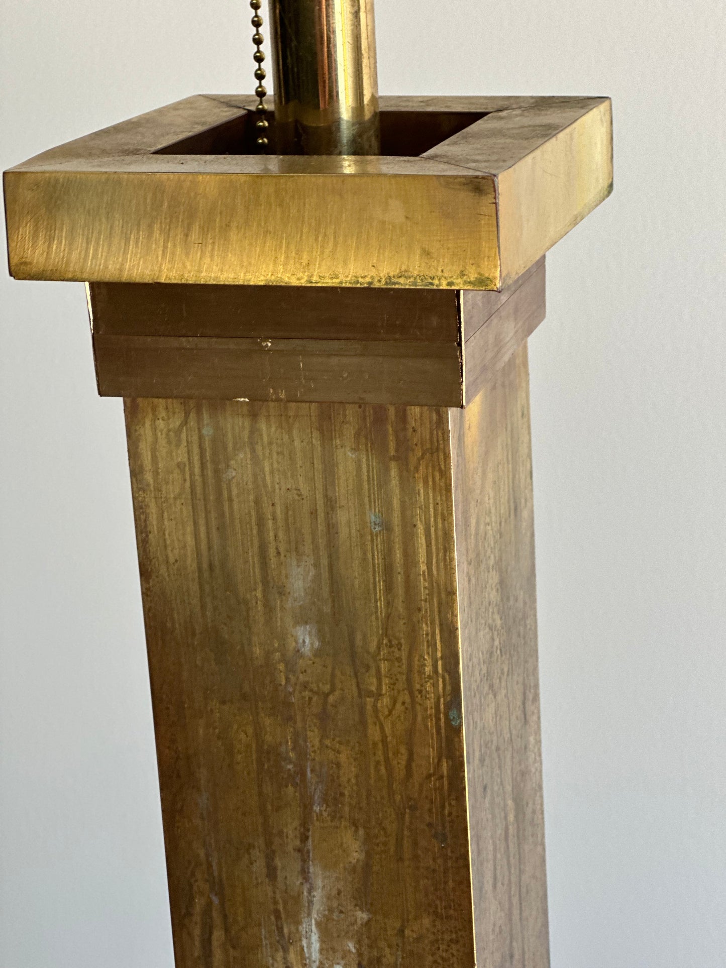 Italian Midcentury Stone And Brass Studded Lamp