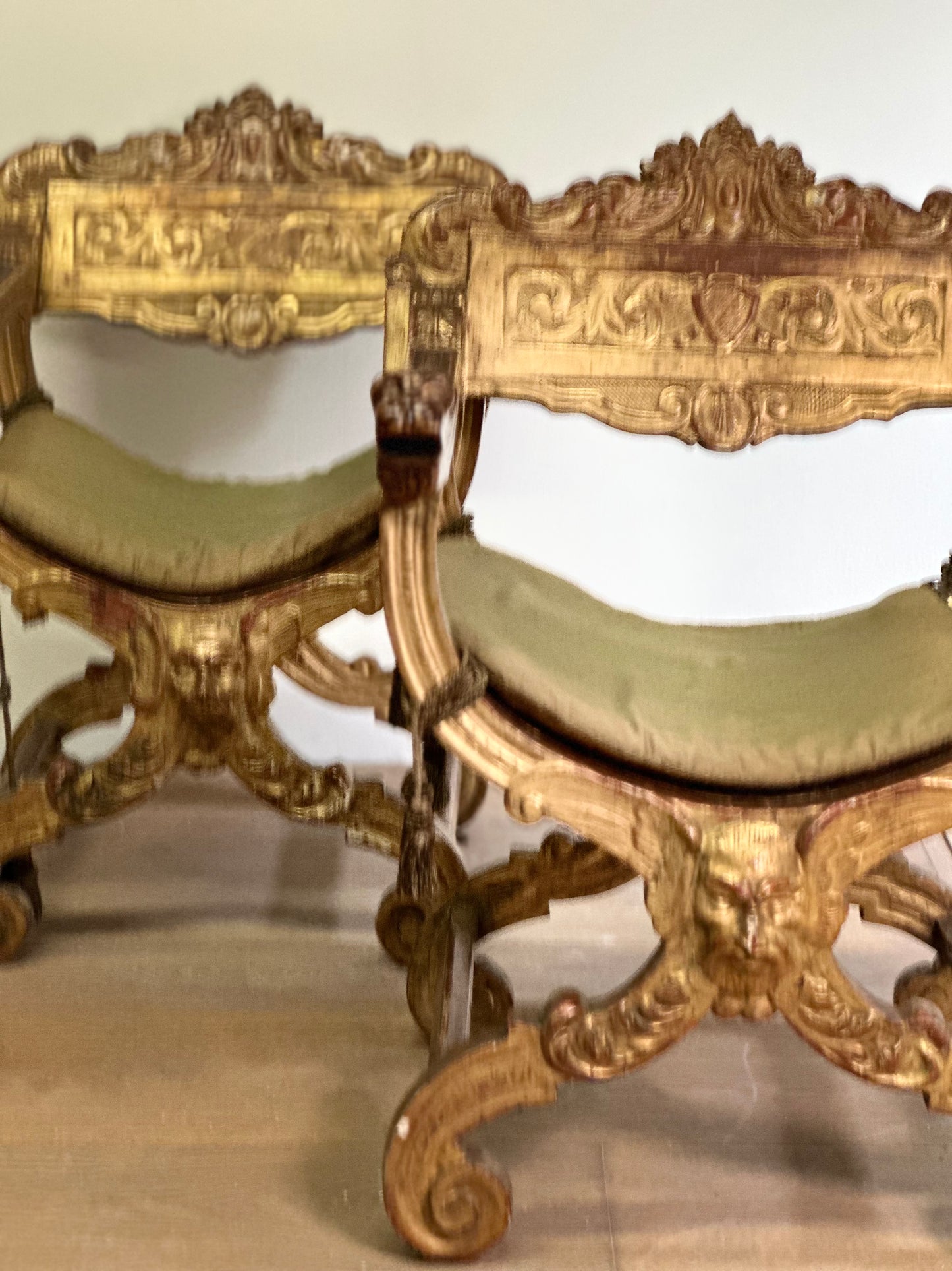 Pair of French Gilt Wood Side Chairs c1800