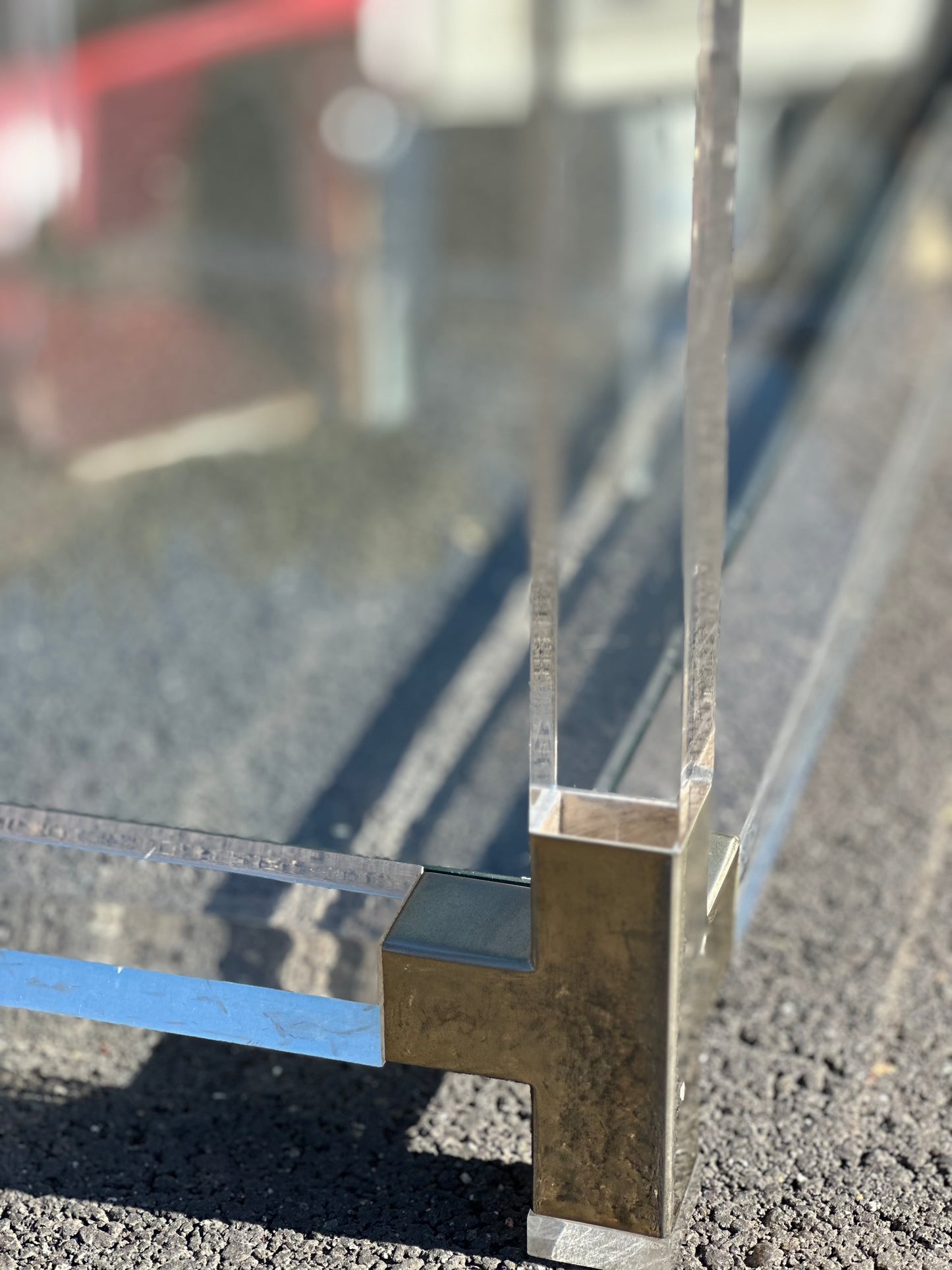French Glass And Brass Coffee Table - Midcentury