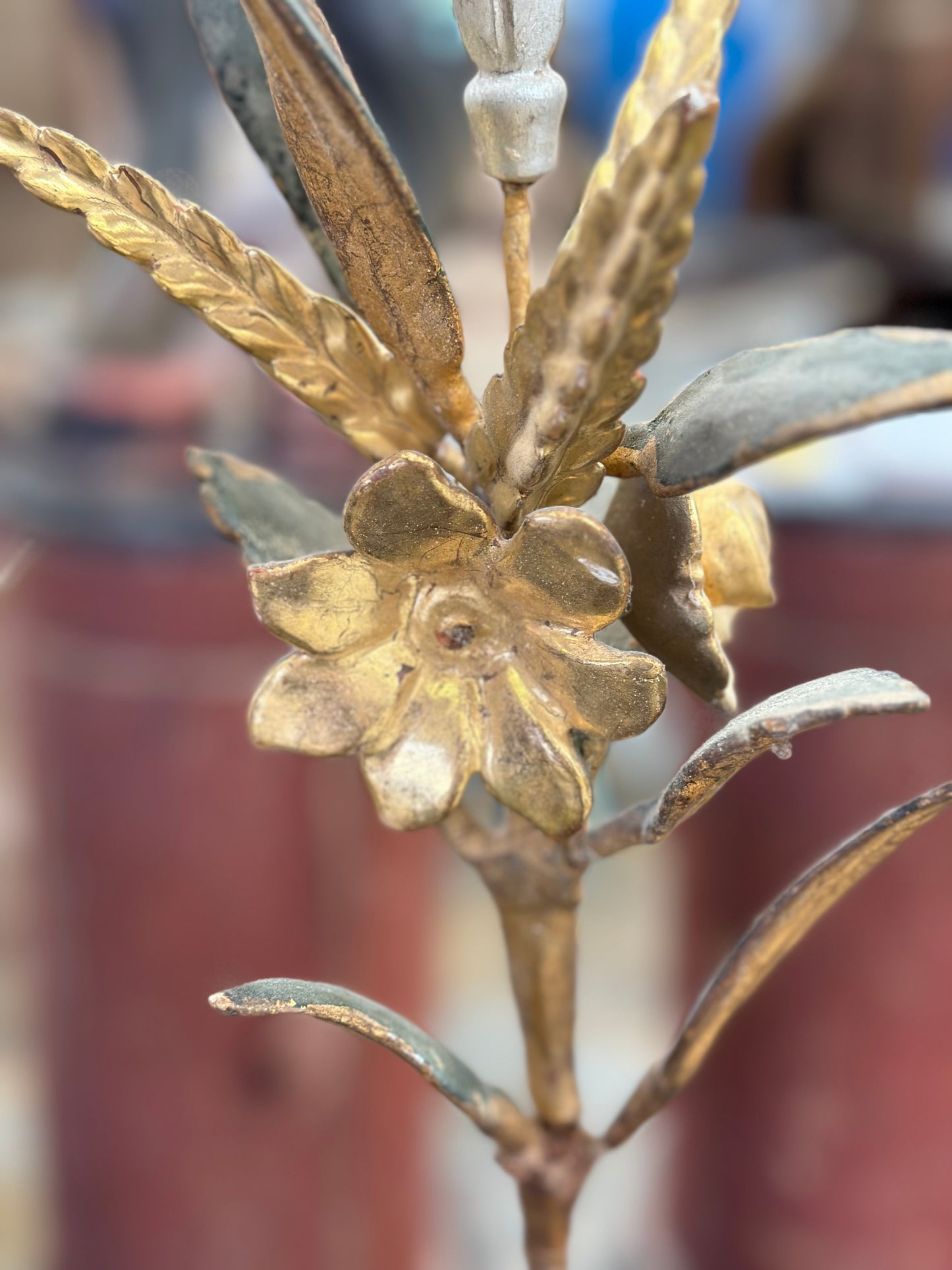 French Decorative Flower Wood And Gilt On Stand c1890