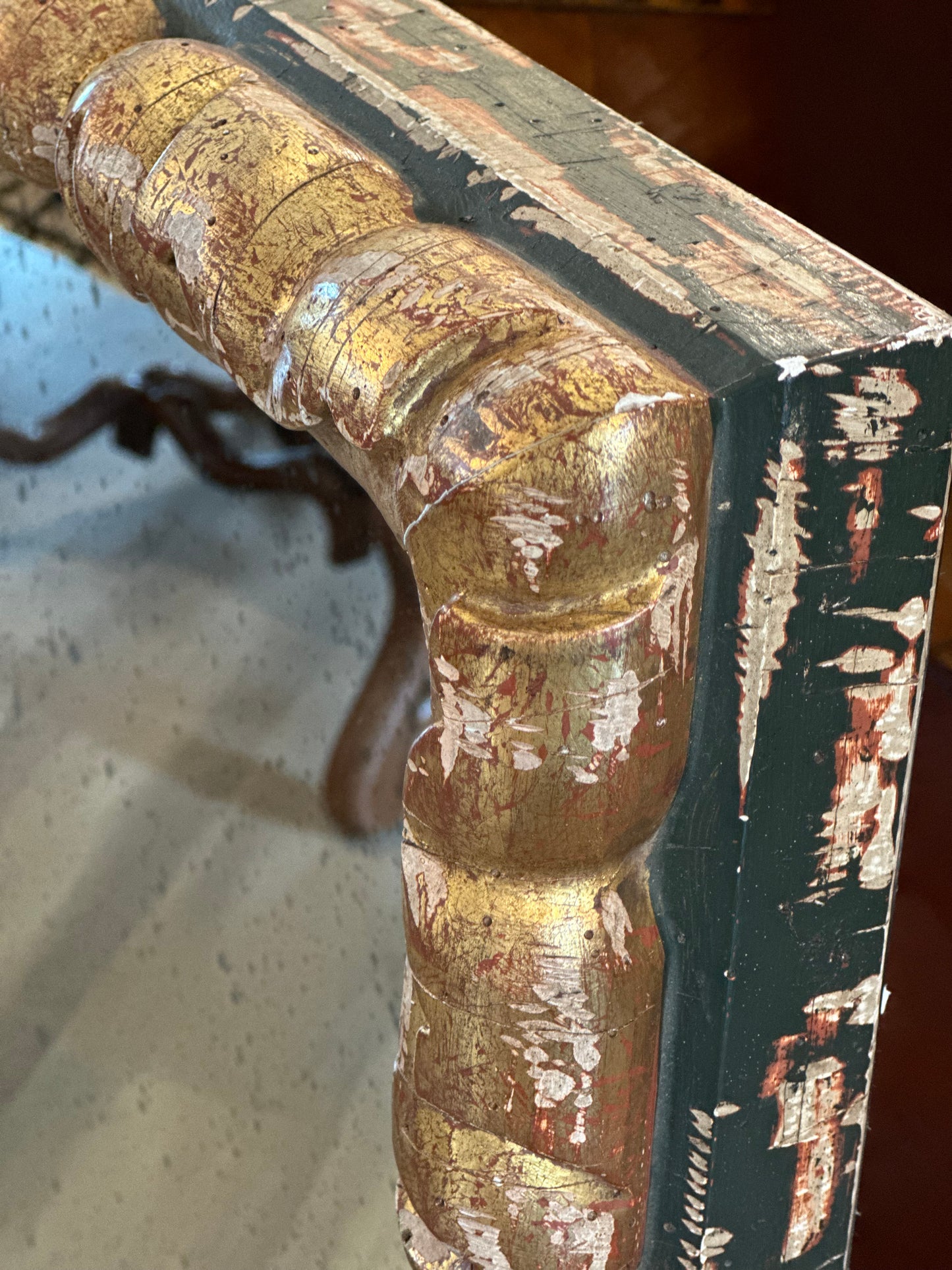 Italian 18th Century Carved Mirror - Green and Gilt