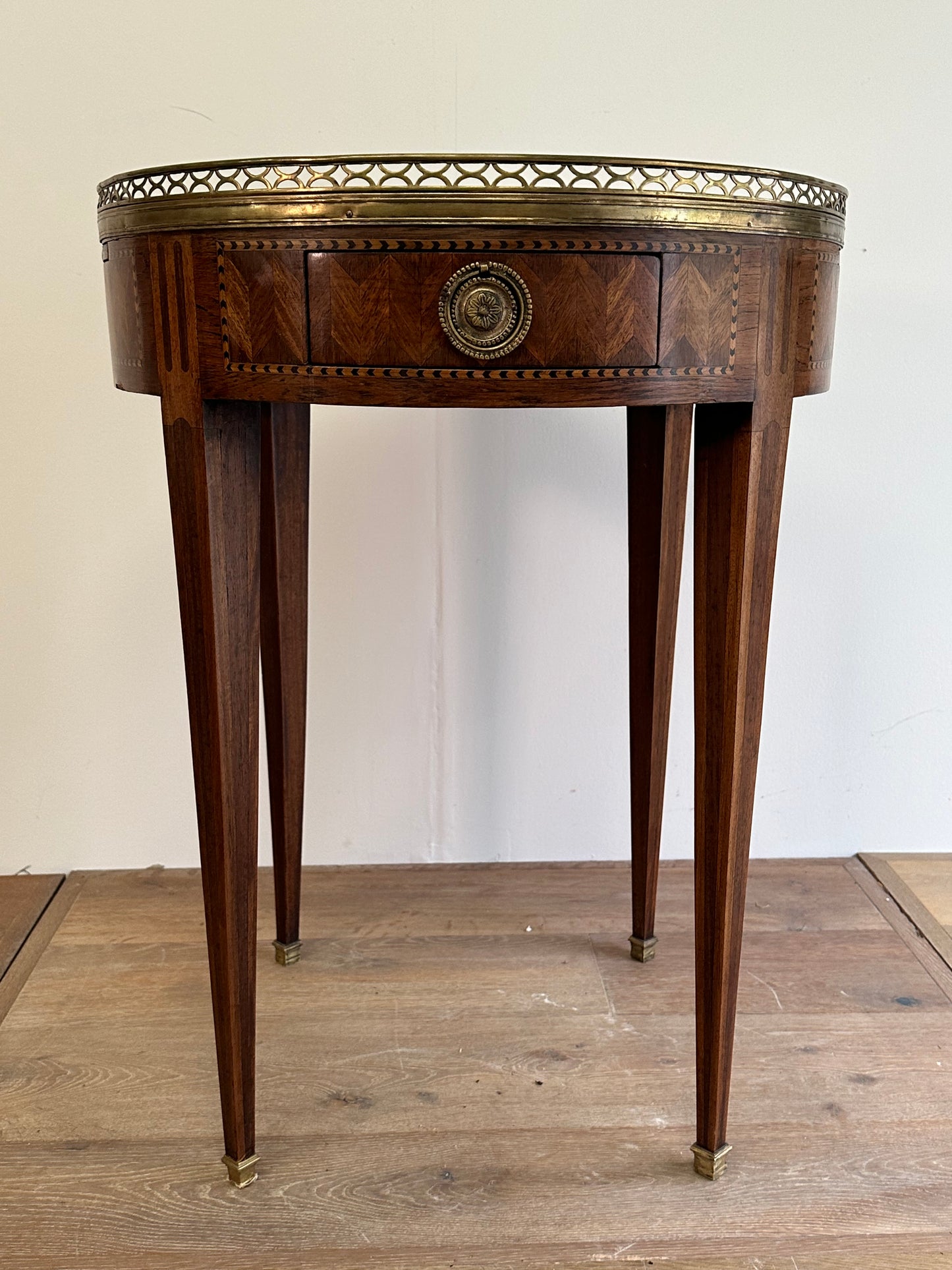 French Bouillotte Table With White Marble  c1880s