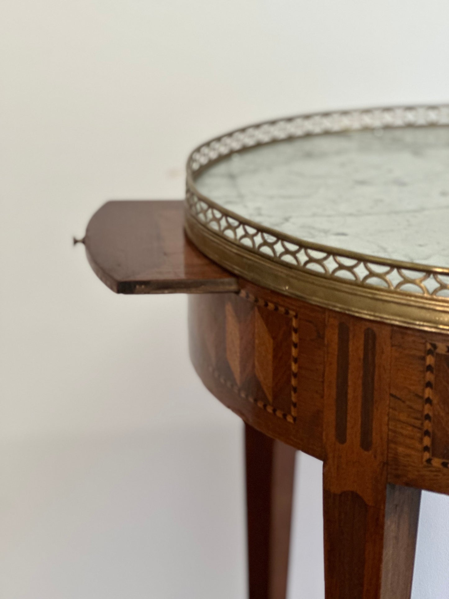 French Bouillotte Table With White Marble  c1880s