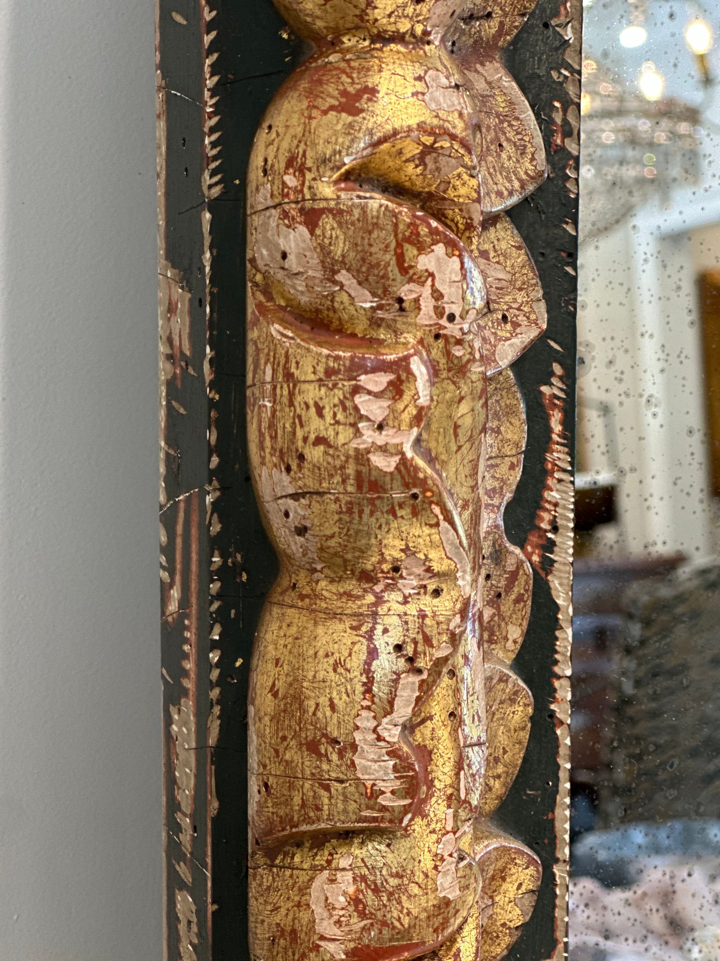 Italian 18th Century Carved Mirror - Green and Gilt