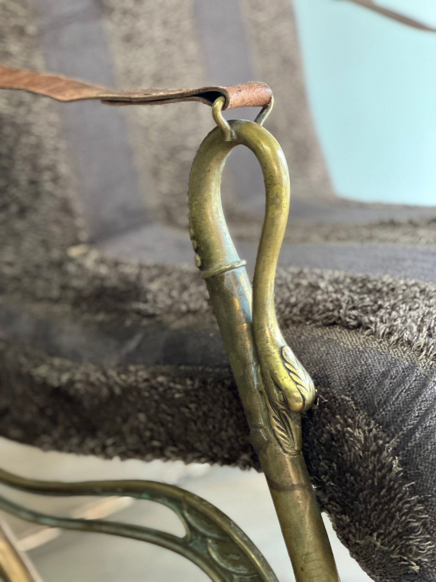 French Upholstered Bronze Bird Armchair c1850