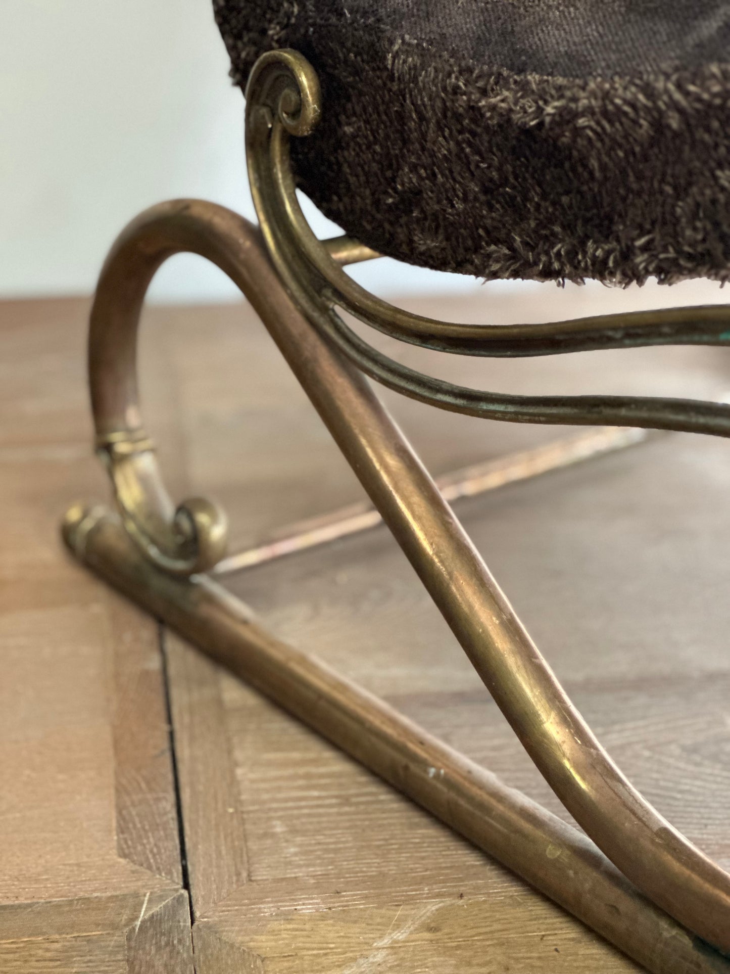 French Upholstered Bronze Bird Armchair c1850